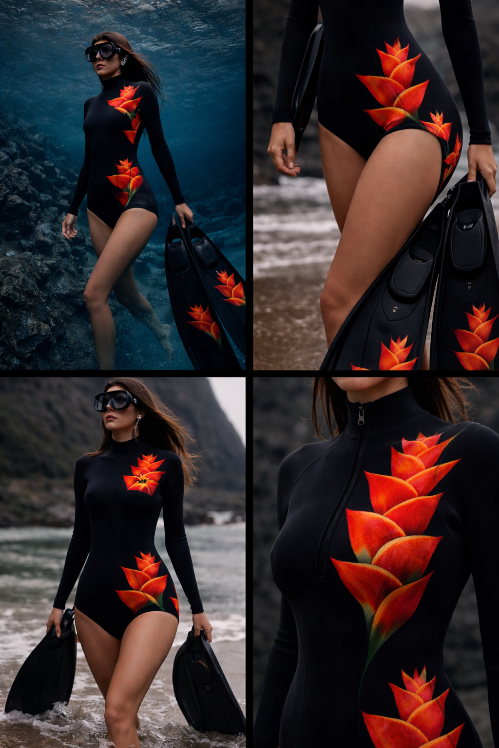 Pele's Fire ~ Bundle Set ~ Wetsuit, Fins & Matching Bag