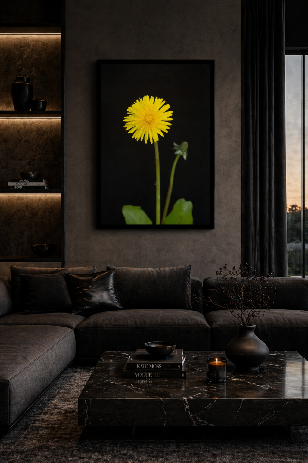 Wild Thing floral wall art displayed in modern minimalist interior as statement piece