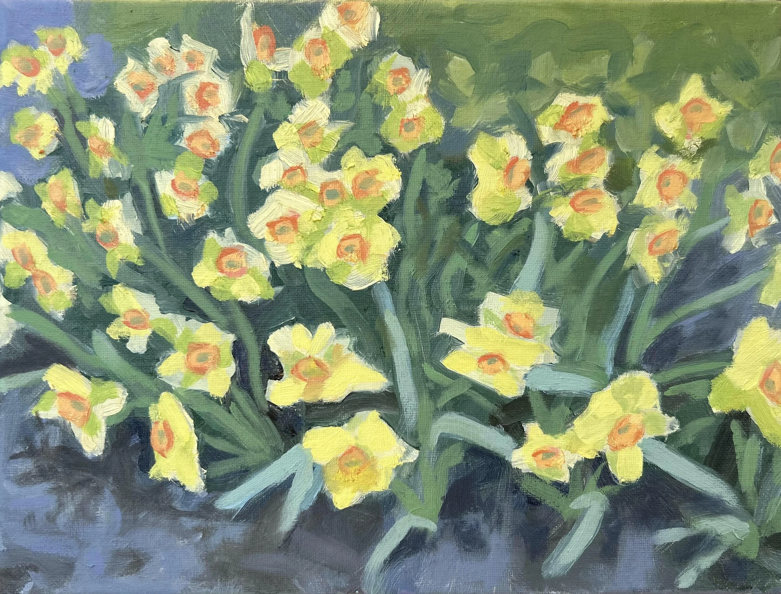 "Daily Dose of Daffodils", Oil on canvas, 9" x 14", 2025