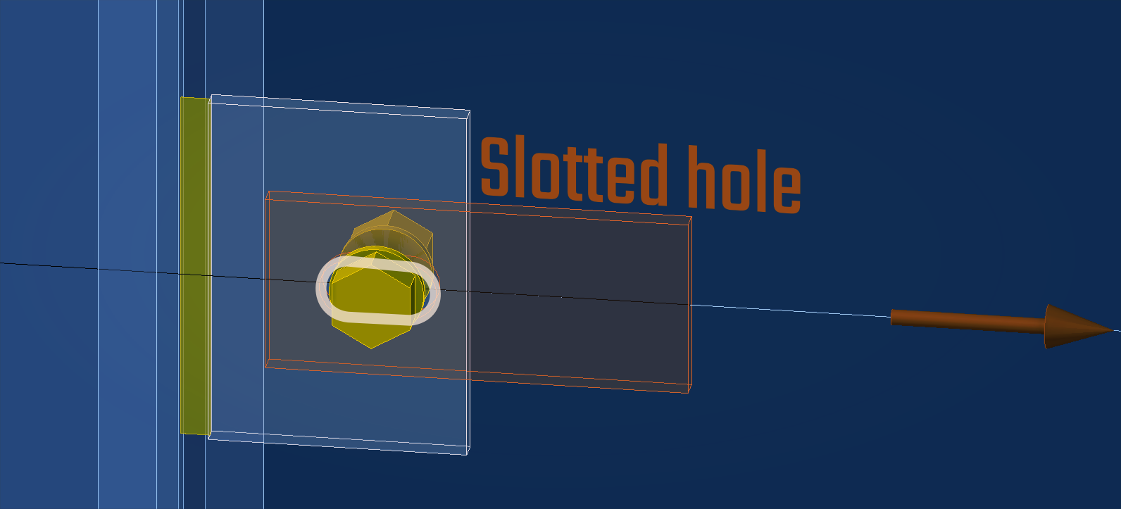 IDEA StatiCa Connection, bolted connection, slotted hole connection, one-bolted fin-plate connection