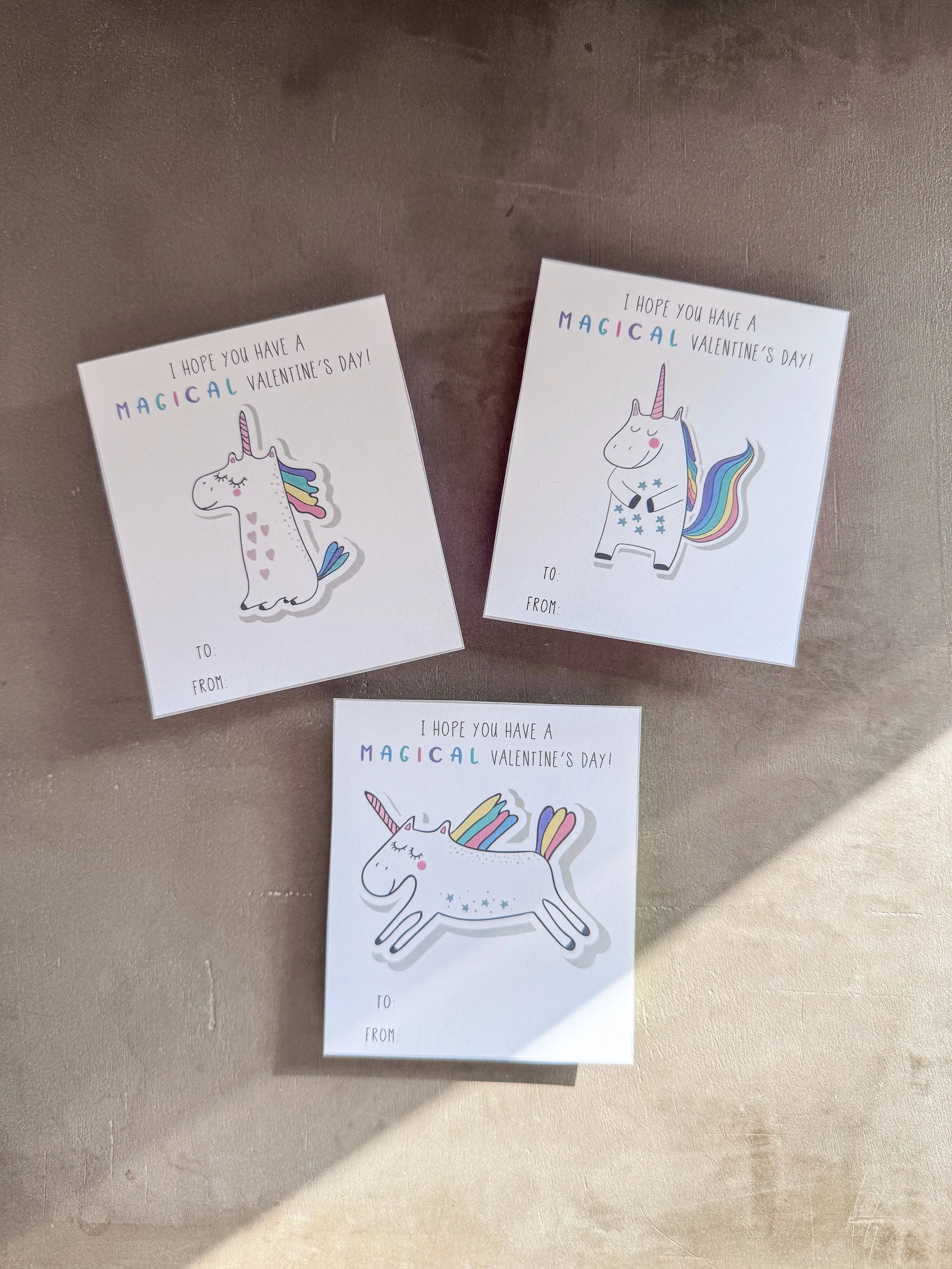 Printable Unicorn Valentines