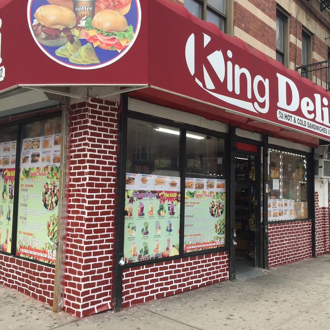 Faux Brick(scroll) #steeldiamondplate #diamondplate #trompeloeil #gottalovenyc #decoratedshed #deli #bodega #whydidntithinkofthat #kingdeli