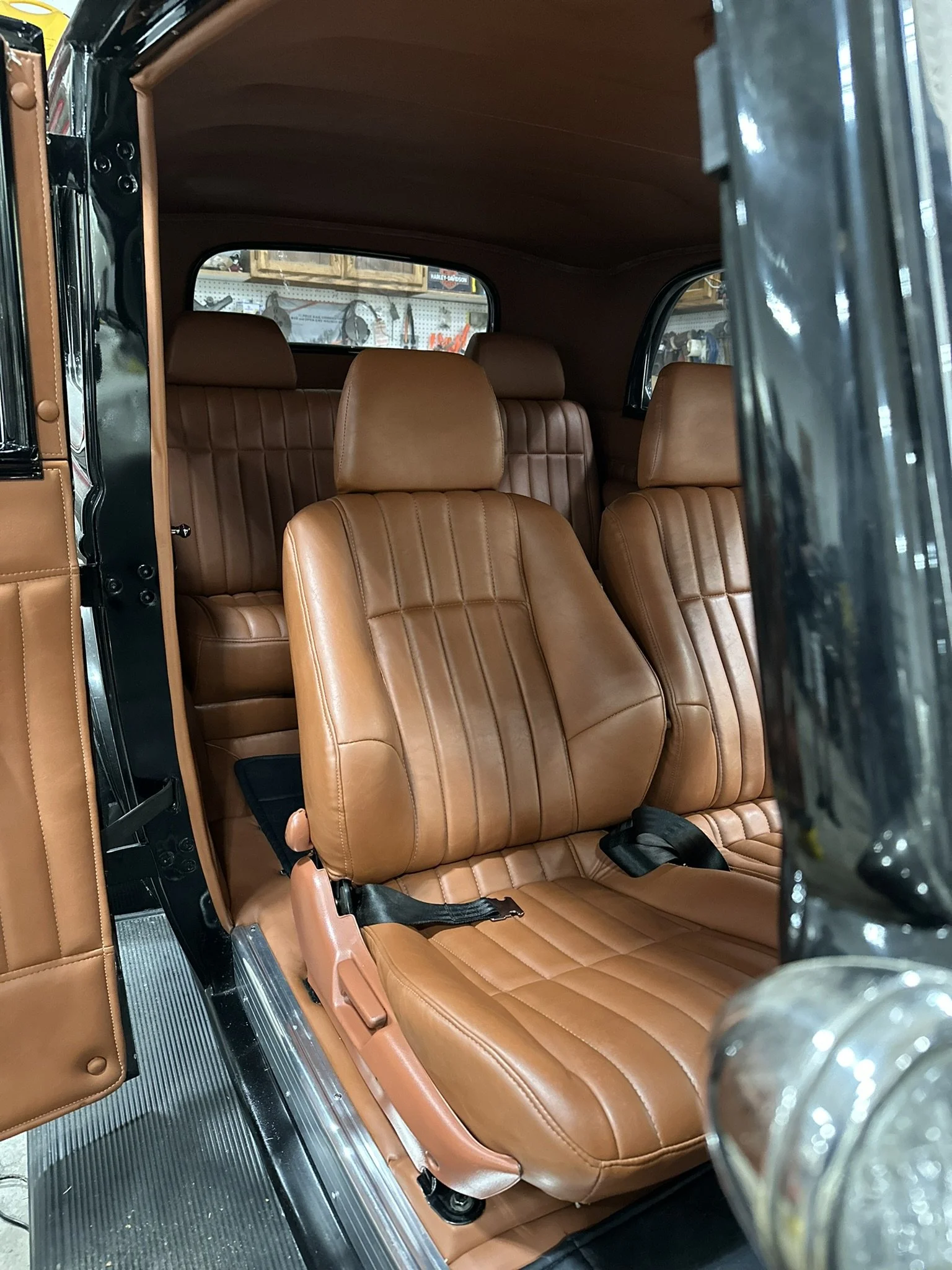 Clean leather interior of car