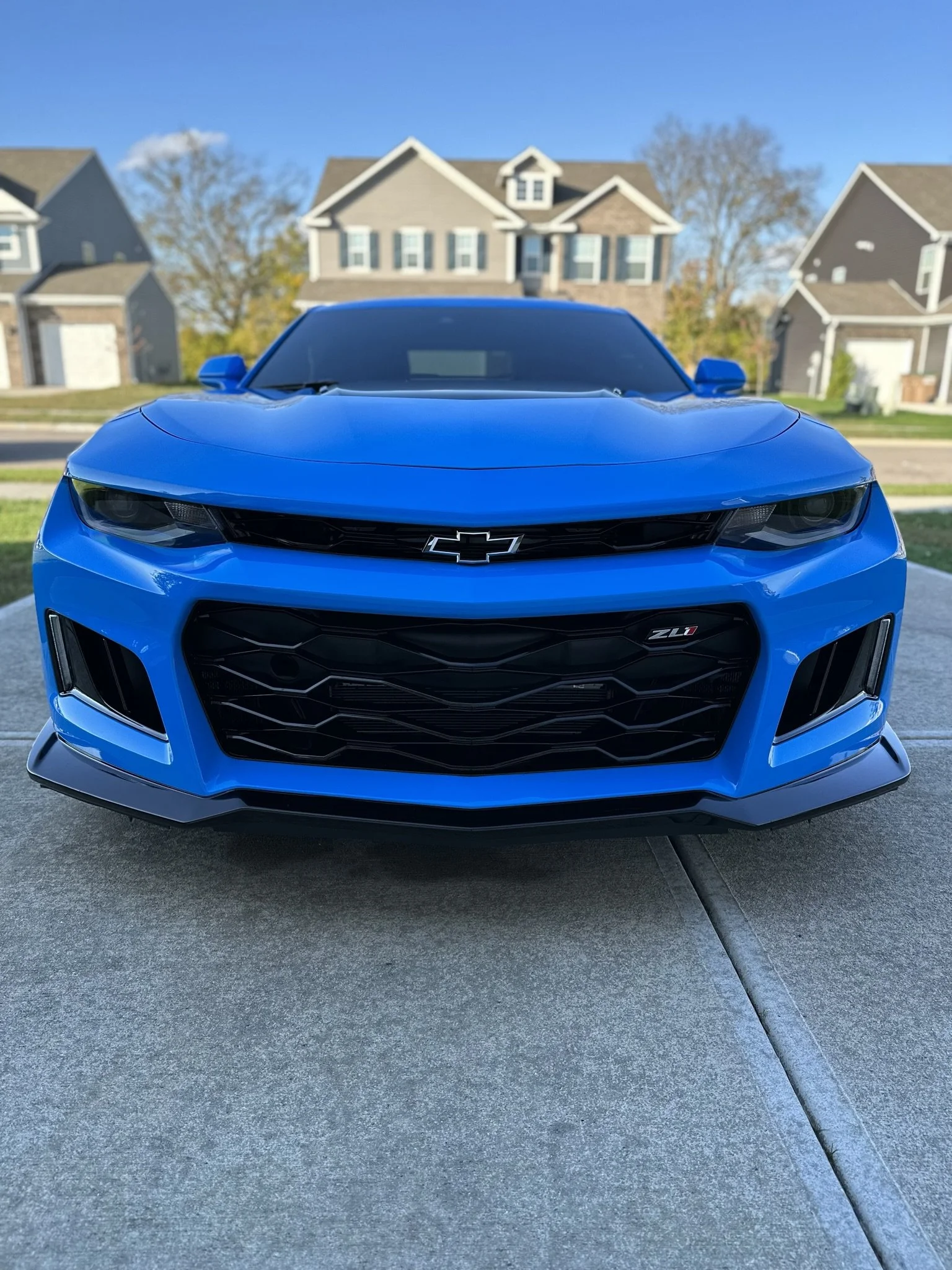 clean blue muscle car