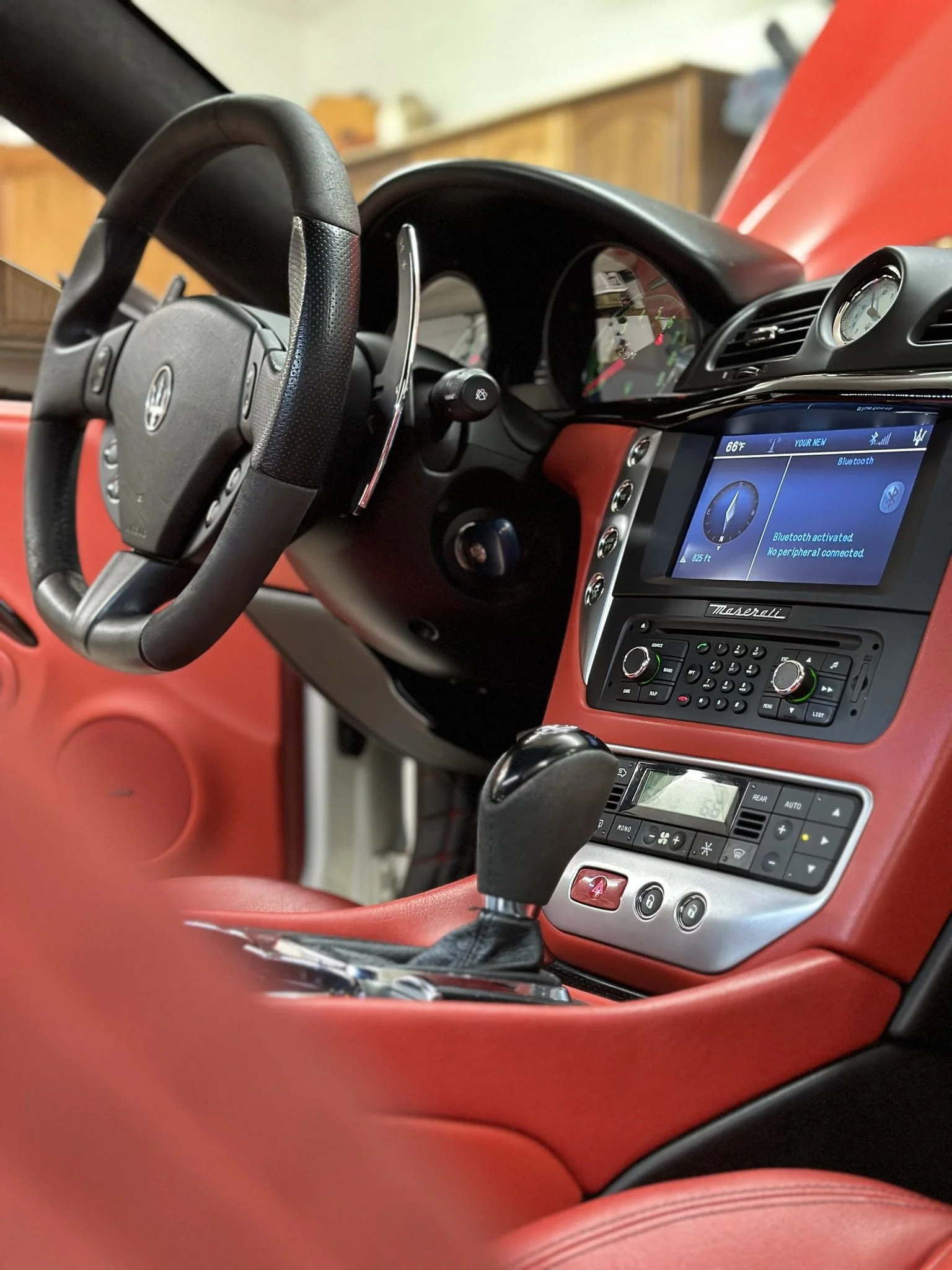 interior of clean red sports car