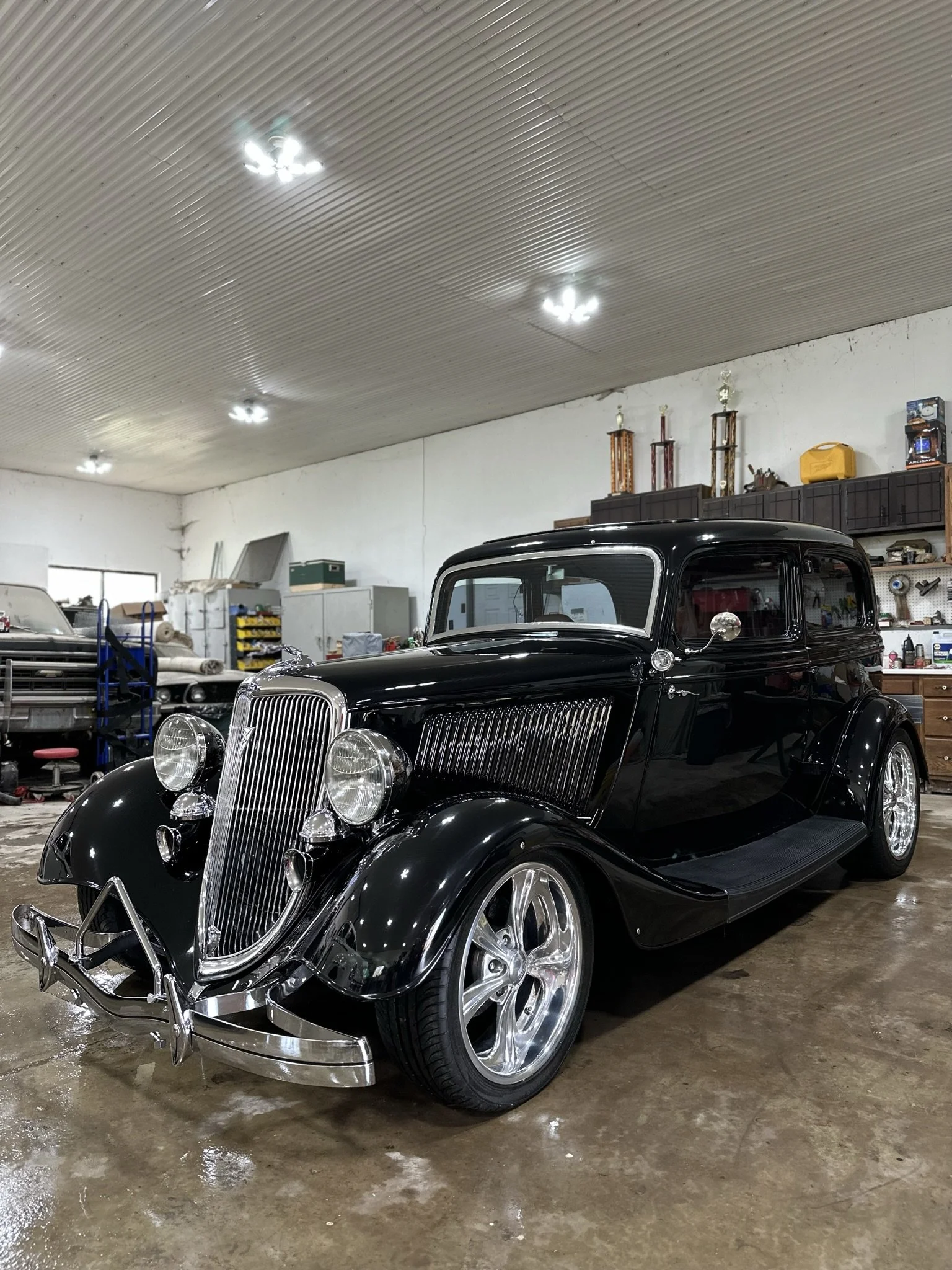 clean black vintage car after detail