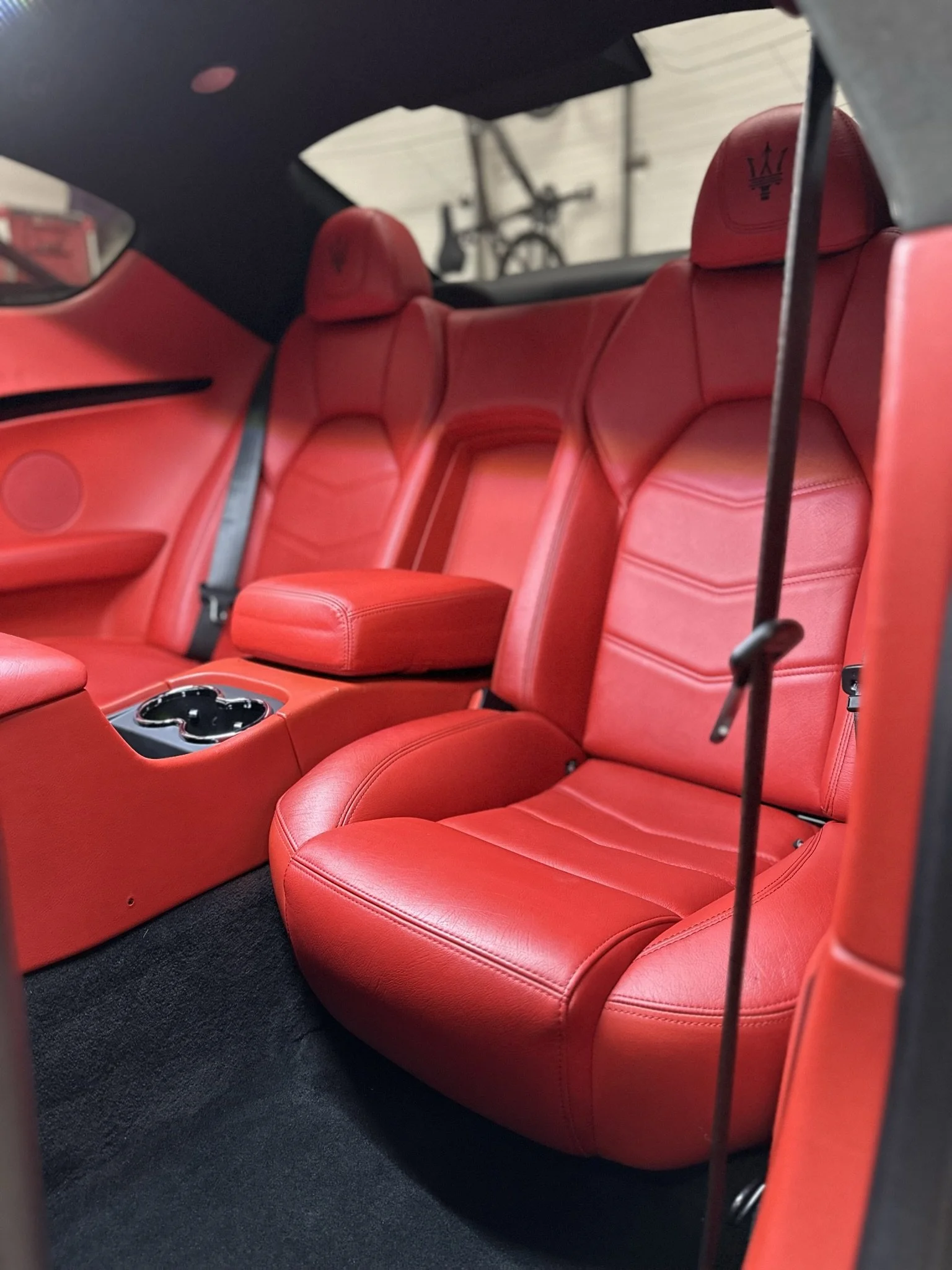 interior of clean red sports car