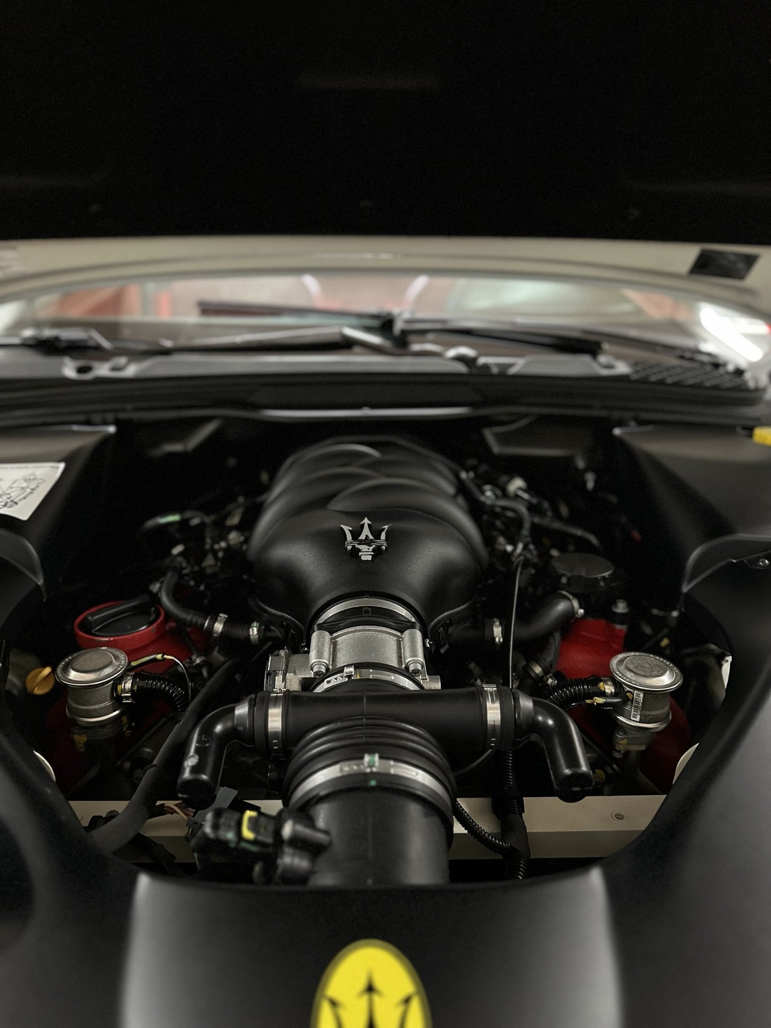 Clean black Maserati engine