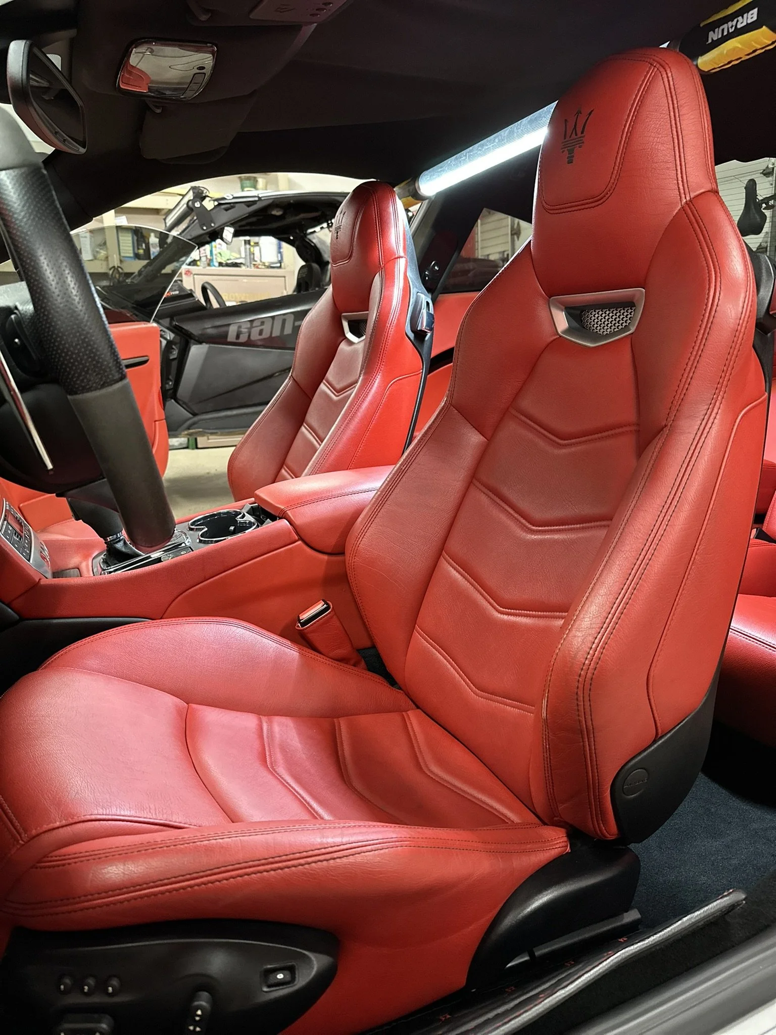 interior of clean red sports car