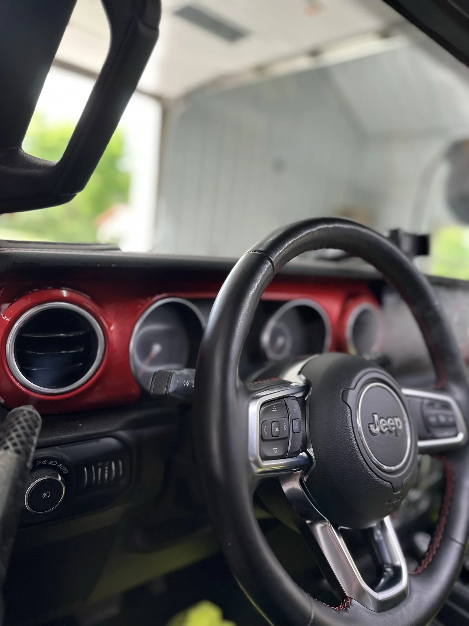 clean red car interior