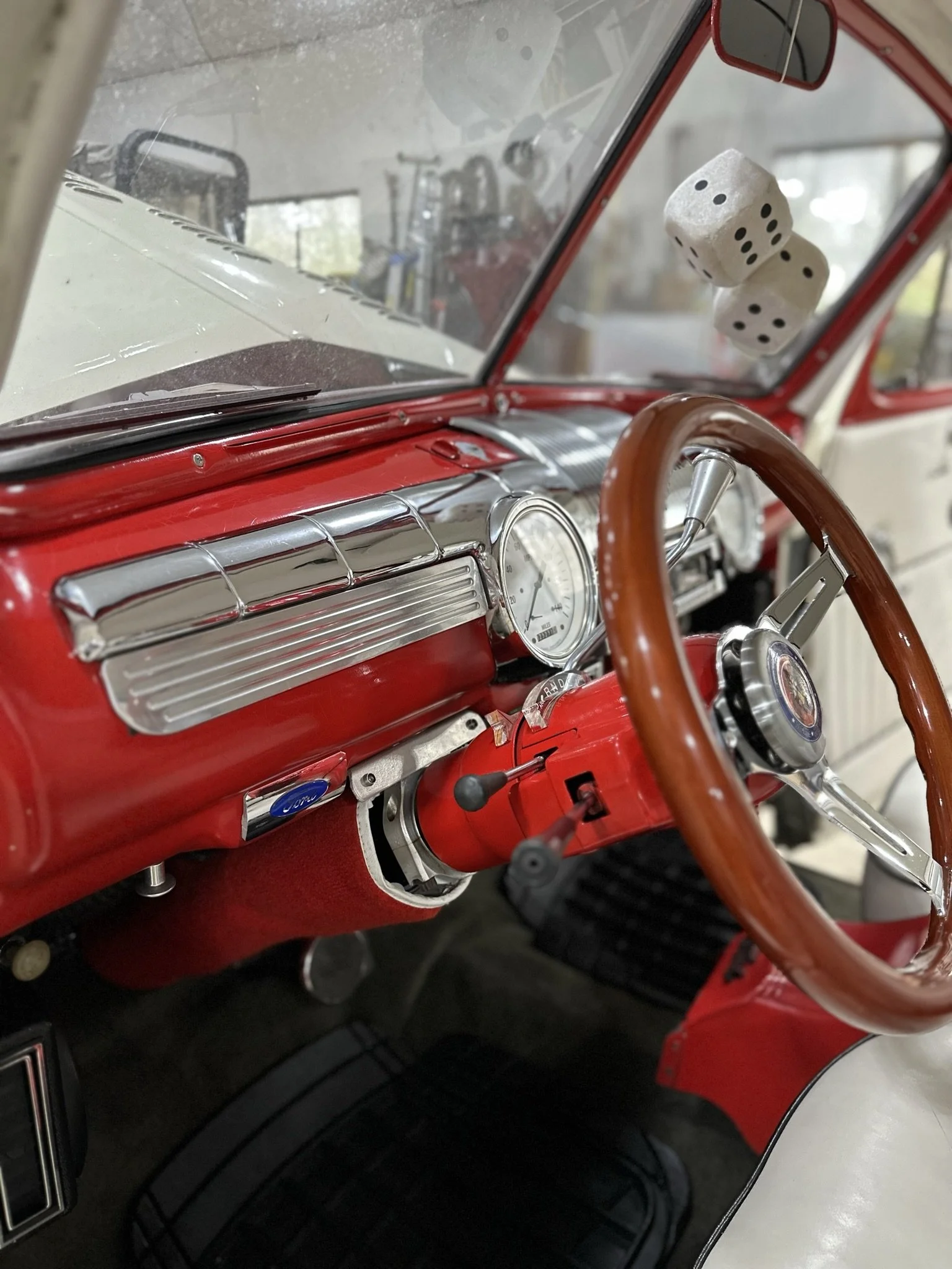clean red car interior