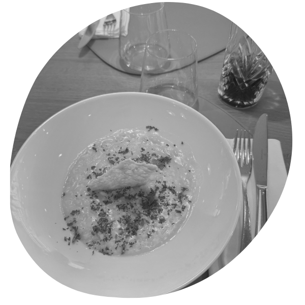 Photo of my creamy risotto meal at the Yotel in Geneva