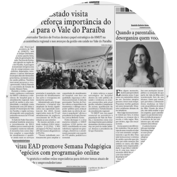 Screenshot of a Diário de Taubaté article featuring Parenting Unpacked by Jessica Gabrielzyk, exploring parenting abroad and identity shifts