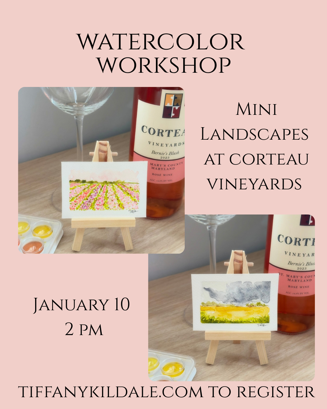 Watercolor Worshop: Mini Landscapes at Corteau Vineyards