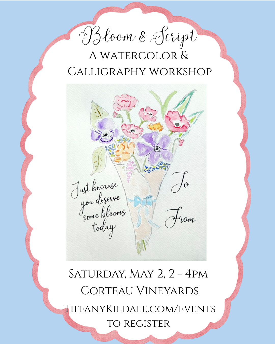 Bloom & Script: A Watercolor & Calligraphy Workshop at Corteau Vineyards