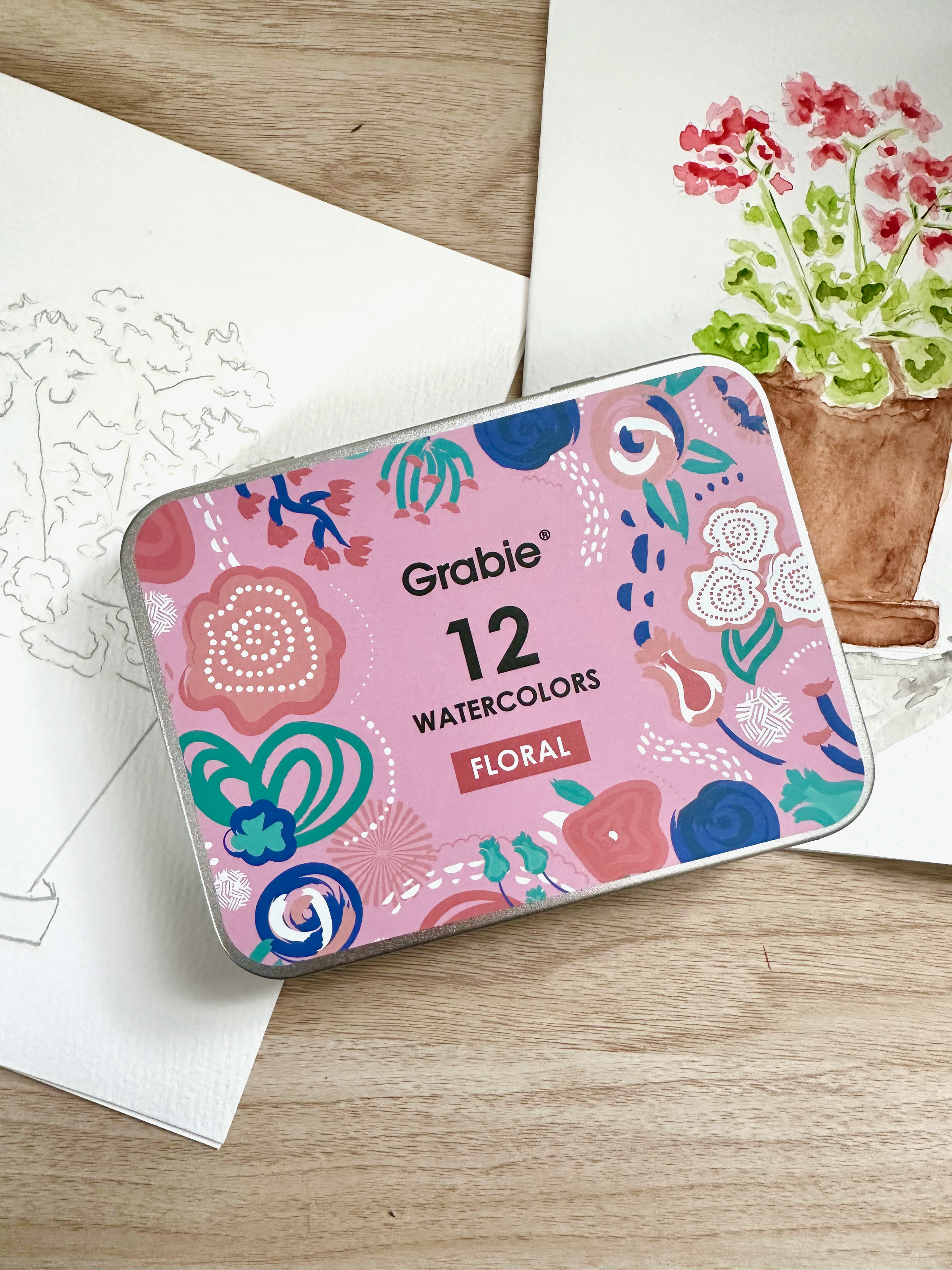 Watercolor Pocket Paint Set - 12 Floral Colors