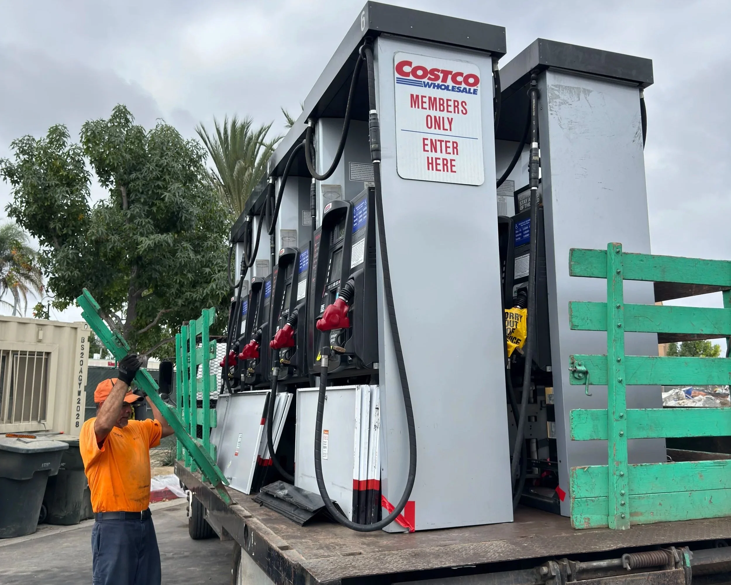 Commercial equipment secured on a Sustainable Cleanouts truck for responsible hauling and recycling.