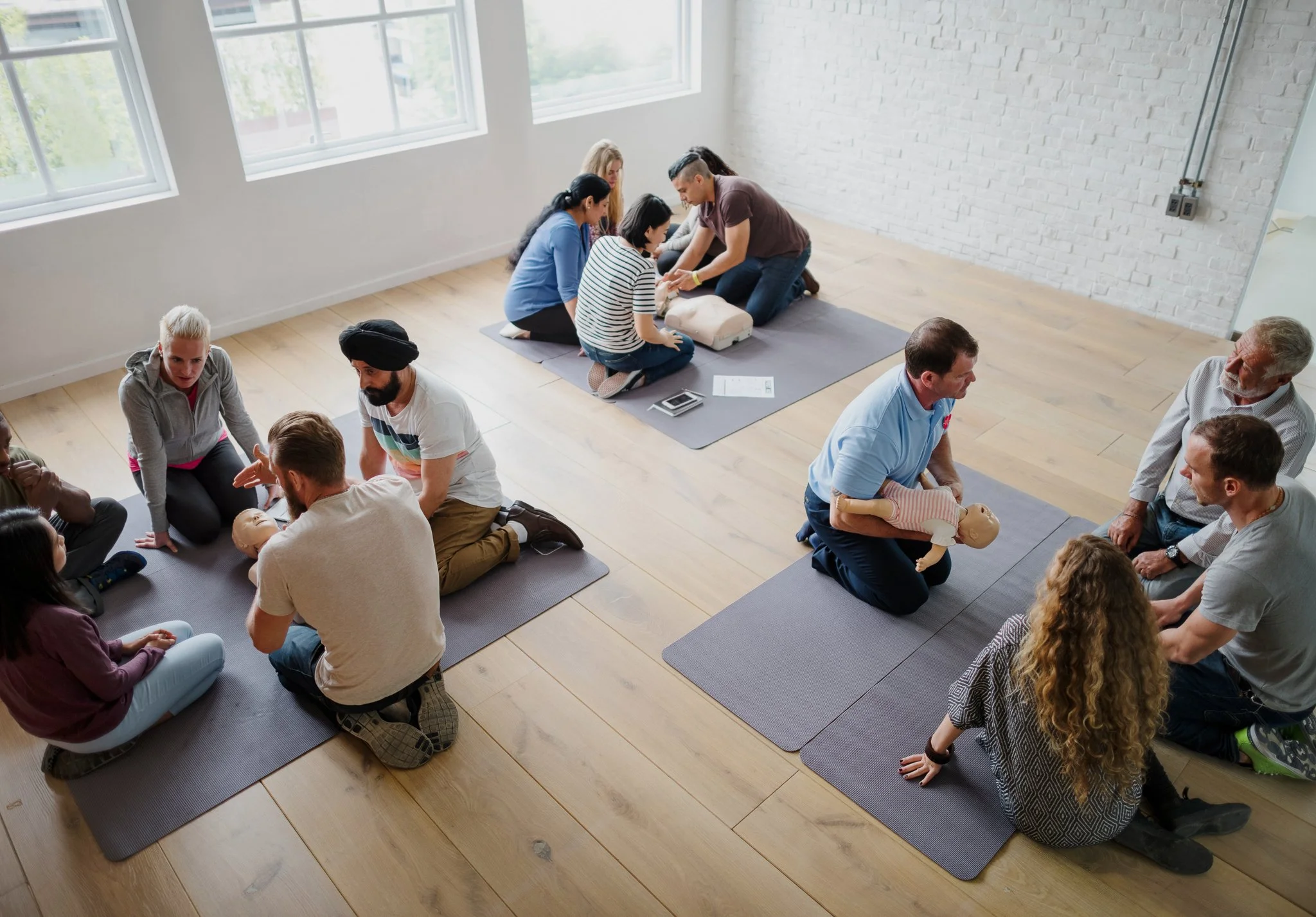 group class doing first aid training