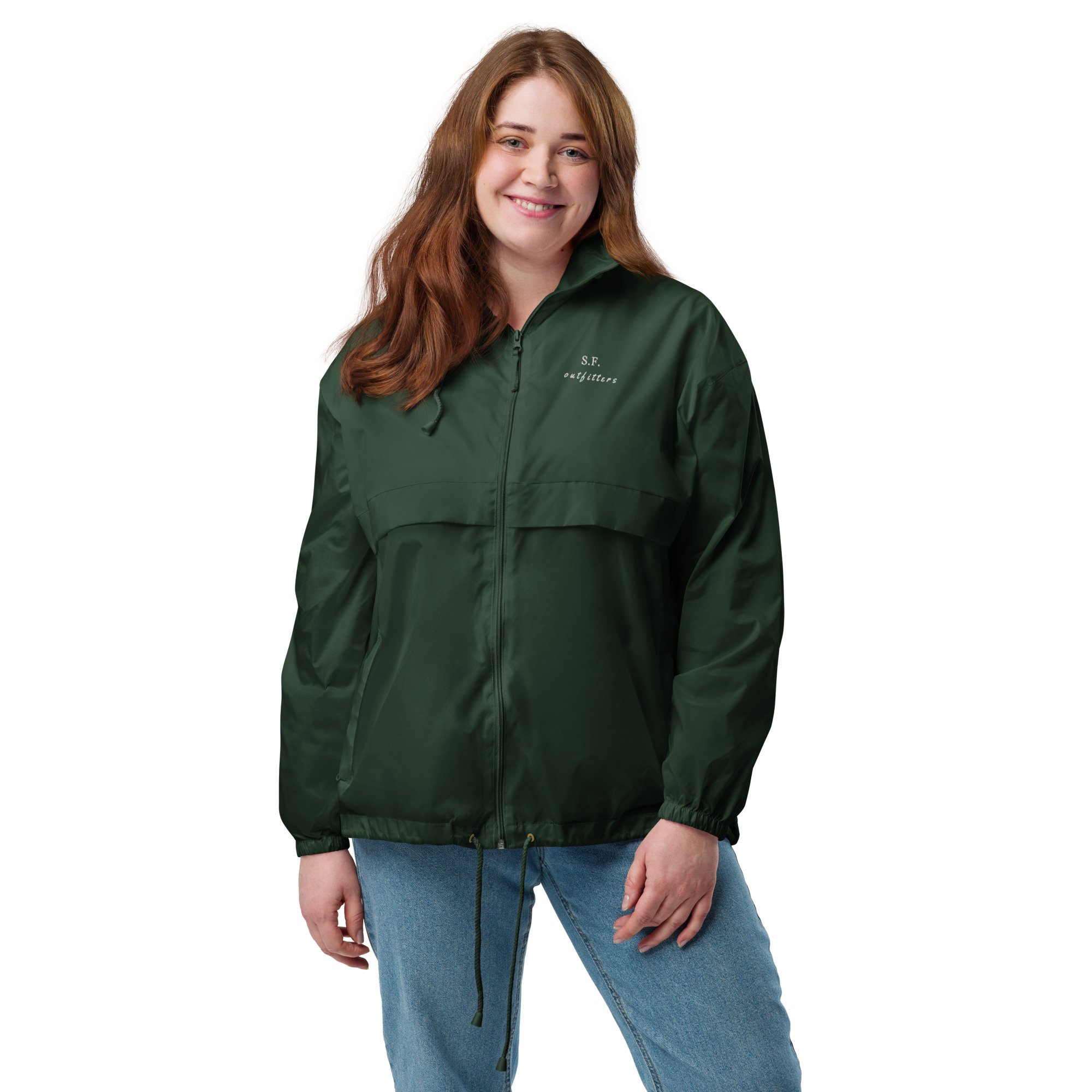 basic-unisex-windbreaker-forest-green-front-668ca5a14fb5f.jpg