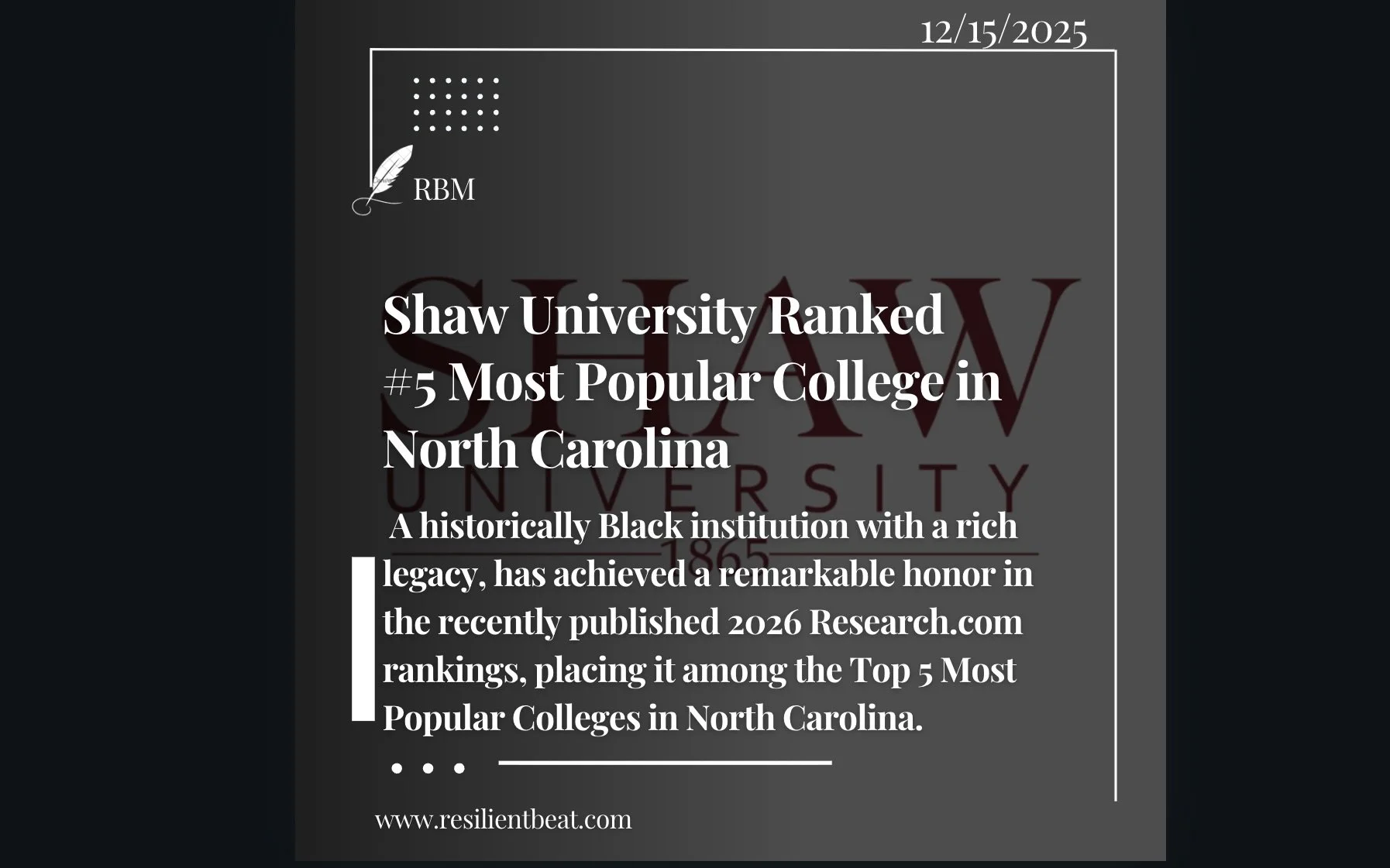 Shaw University ranks #5 Most popular College In NC