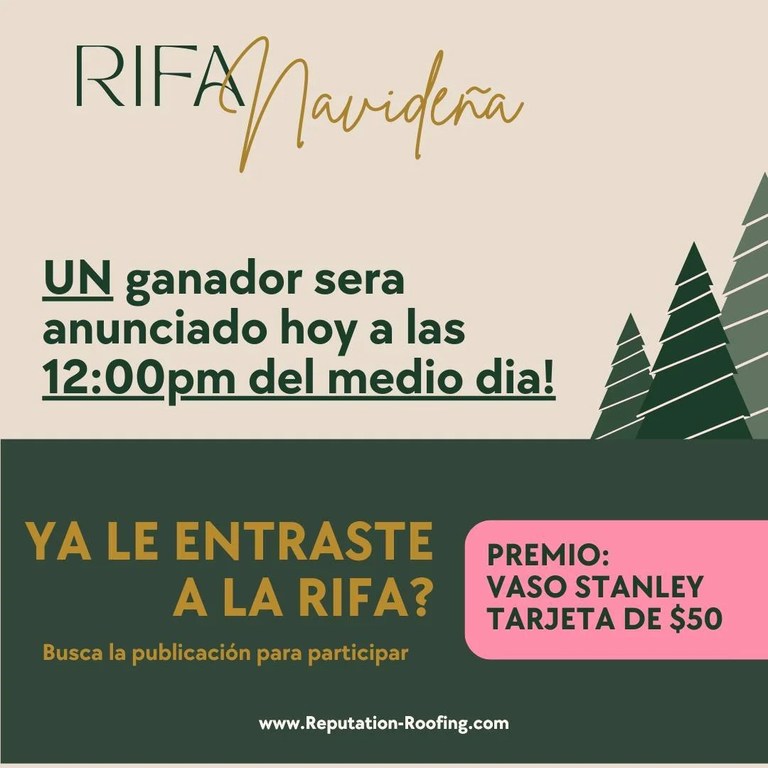 🕛 1️⃣2️⃣ Concectate a las 12 del medio dia! Estaremos anunciando al ganador o ganadora de nuestra Rifa Navide&ntilde;a! 🎄🎄🎄

#ReputationRoofingRifaNavide&ntilde;a #FelizNavidad #RegaloDeNavidad #GratisGratis #ReputationRoofing