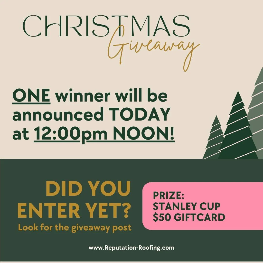 🕛 1️⃣2️⃣ Tune in at 12:00pm! We will be announcing the winner of our Christmas Giveaway! 🎄🎄🎄

#ReputationRoofingChristmasGiveaway #FreeStuff #MerryChristmas #ChristmasGift #ReputationRoofing