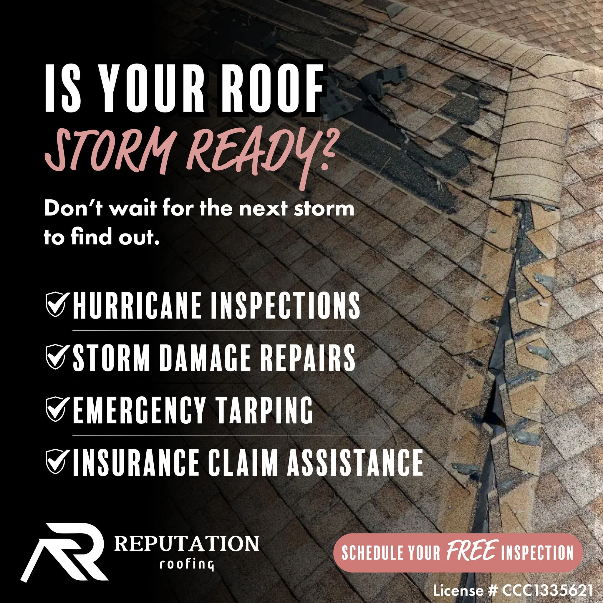 Is your roof STORM READY? Don't wait for the next storm to find out. Call us today and let our team do a thorough inspection and assessment of your roof.