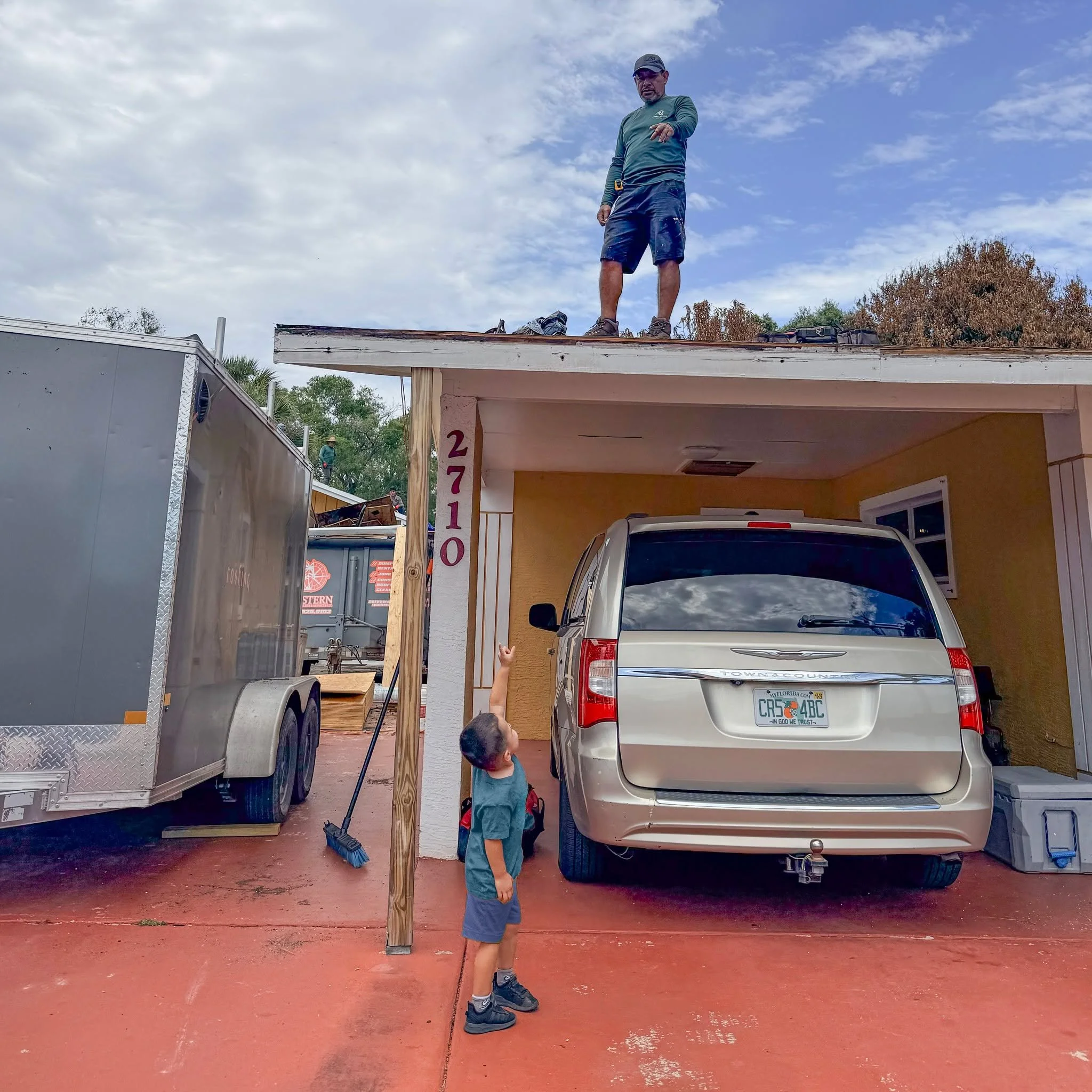 Twinning in the best way. Our little guy showed up dressed just like Silvino...no surprise there. When you&rsquo;ve got a role model like that, it shows.

The twin is twinning with Silvino.

 #ReputationRoofing #verobeachneighborhoodendorsed #verobea