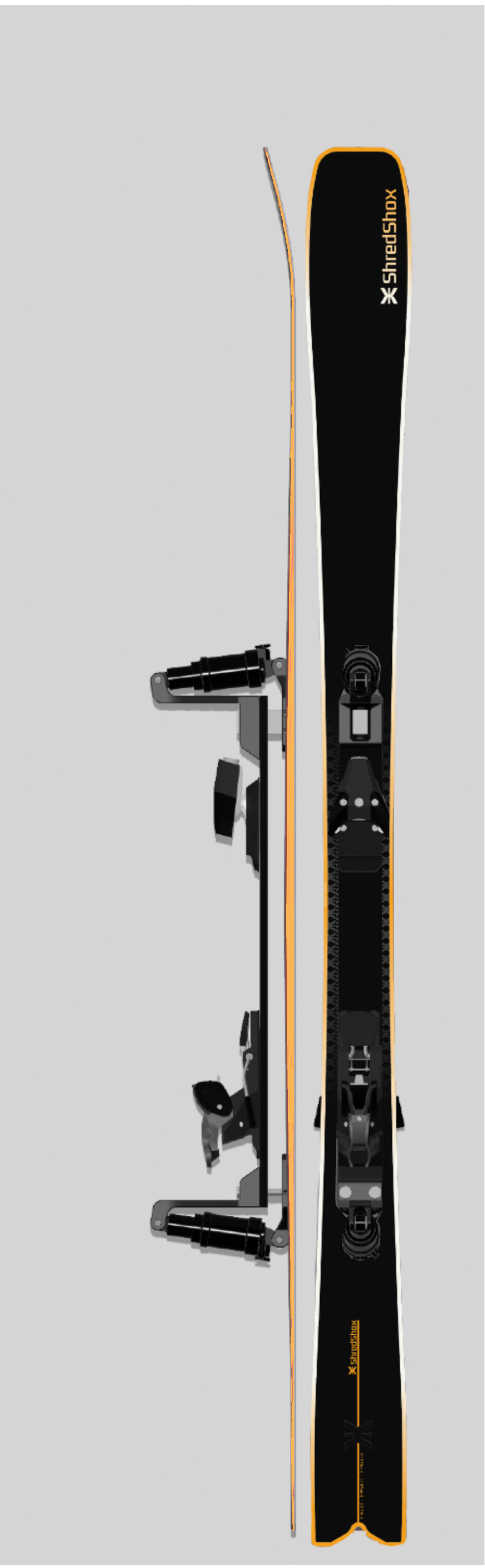 SHREDSHOX 175cm: FULL SUSPENSION SKI PLATFORM (BLACK)