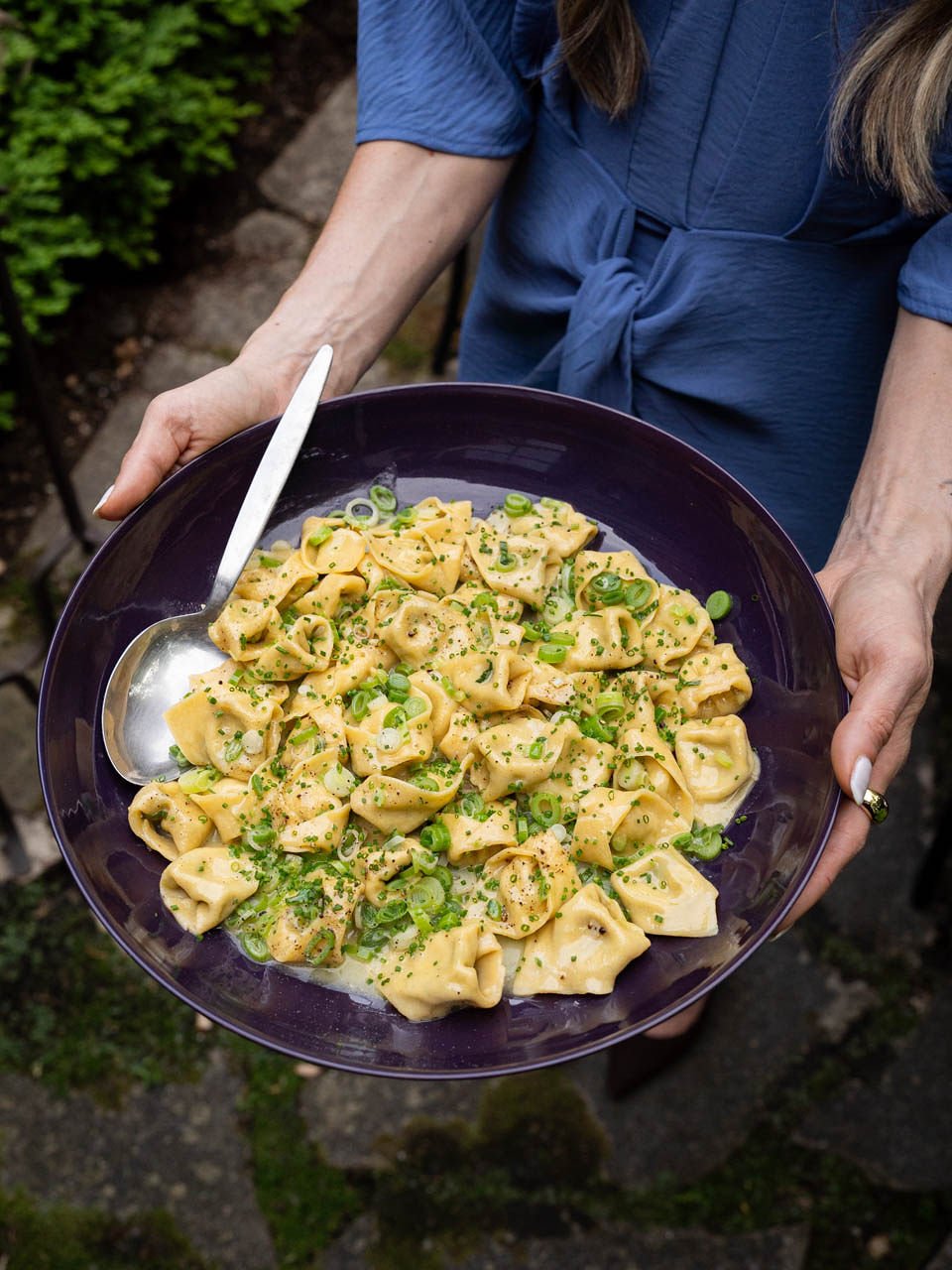 Mushroom Tortellini with Green Garlic Butter Sauce