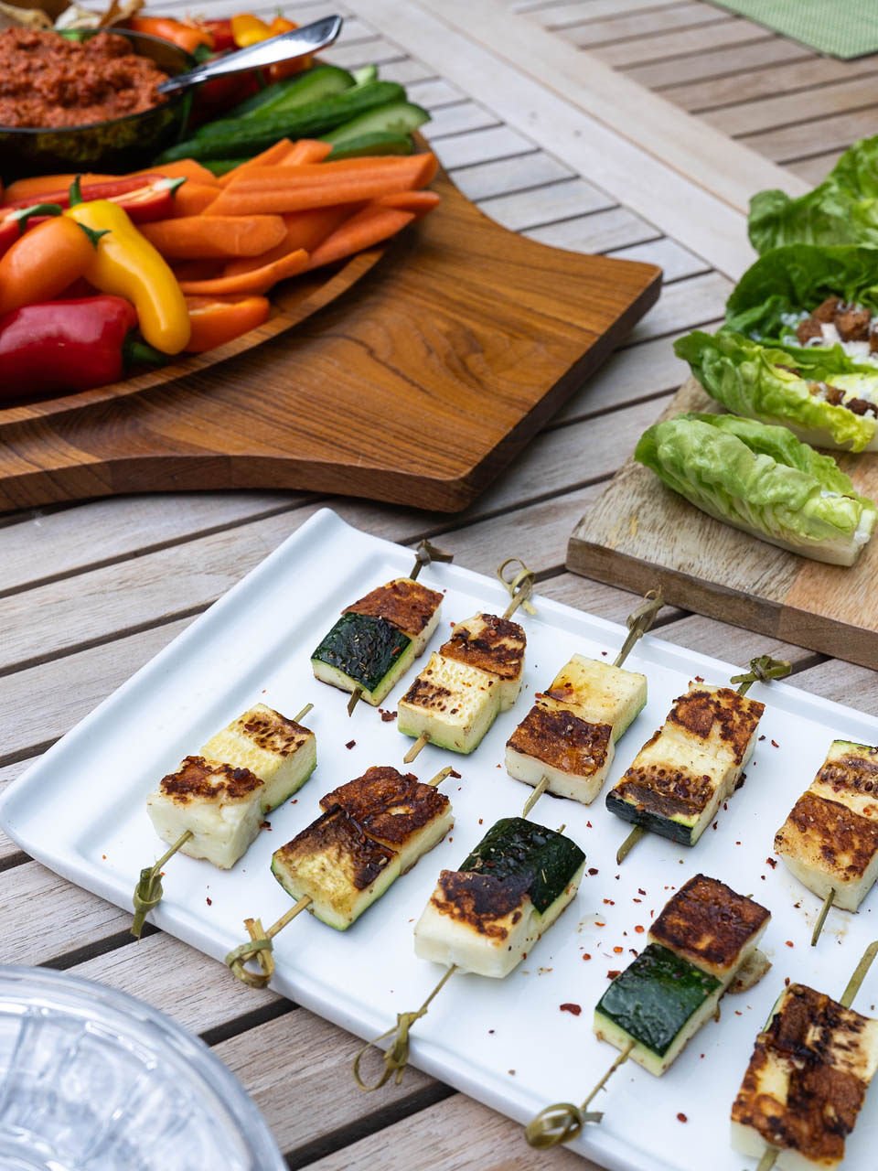 Seared Halloumi and Zucchini Skewers