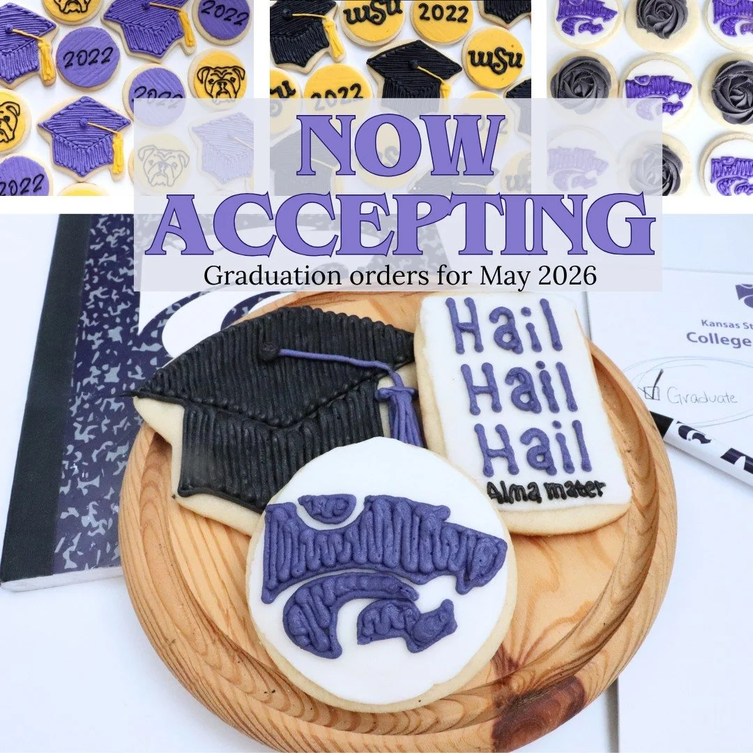 Graduation season is right around the corner and I&rsquo;ve been excited to see a bunch of orders come in already! 

Inquire here:
www.sweetpiecesbynatalie.com/order

 #shoplocalmhk #smallbakeryowner #mhkgraduation #ksugrad