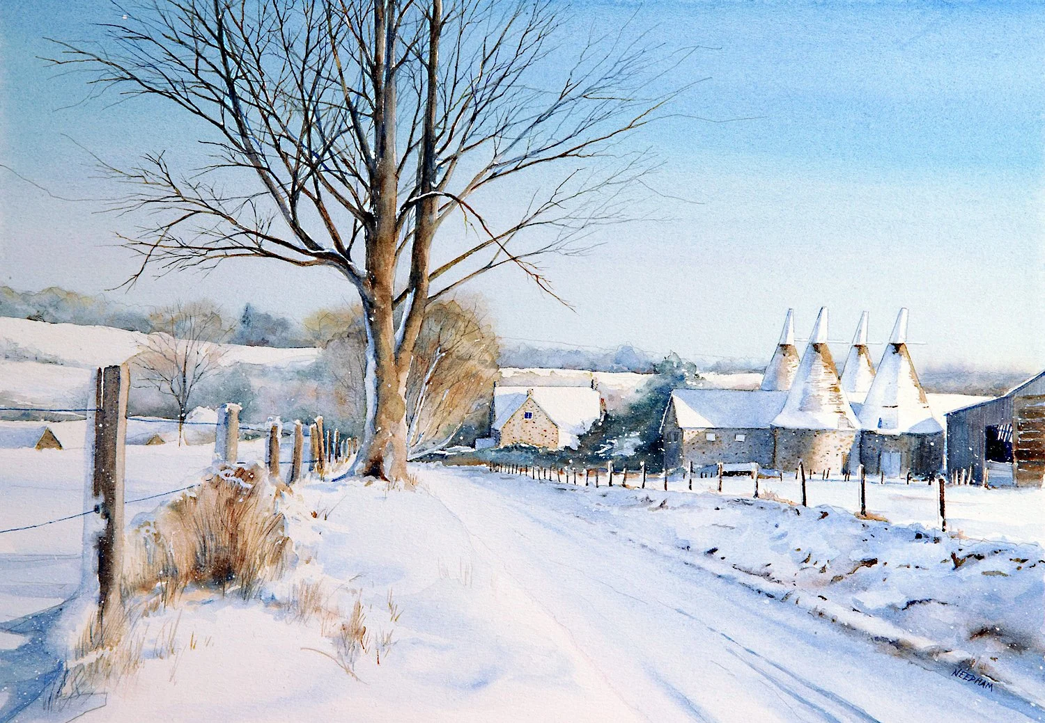 Luminous Snowscapes in Watercolor