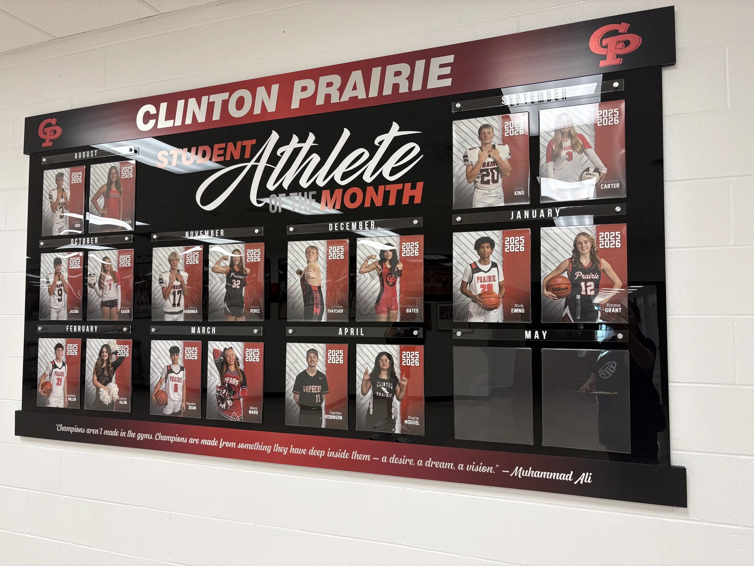 Athlete of the Month Display High School