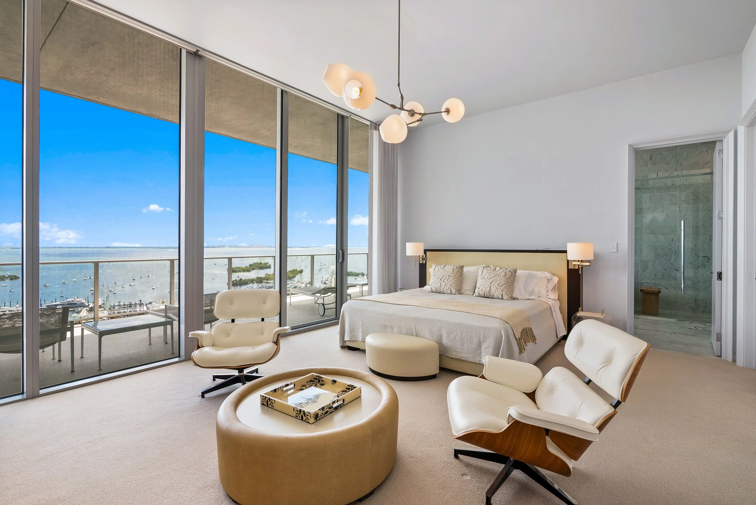 Luxury Coconut Grove Condo Bedroom with Bay Views