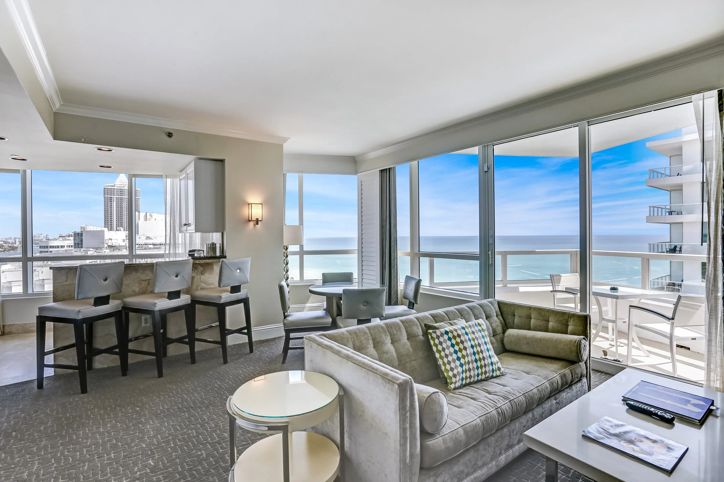 Luxury Oceanfront Living Room | Miami Beach Condo Photography