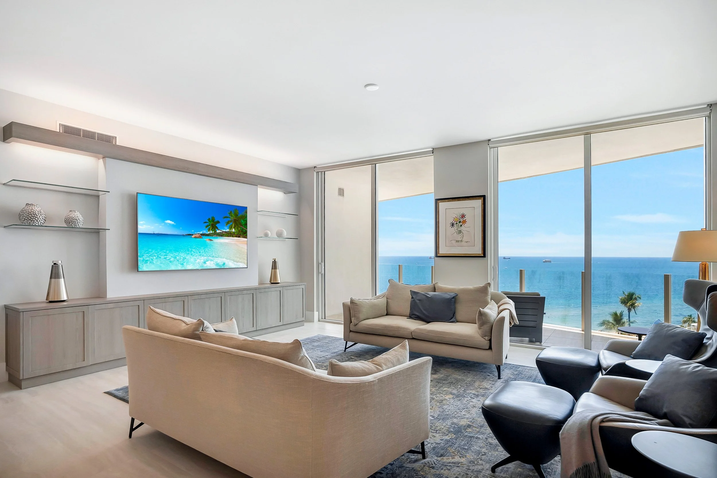Luxury Oceanfront Condo Living Room | South Florida Real Estate Photography