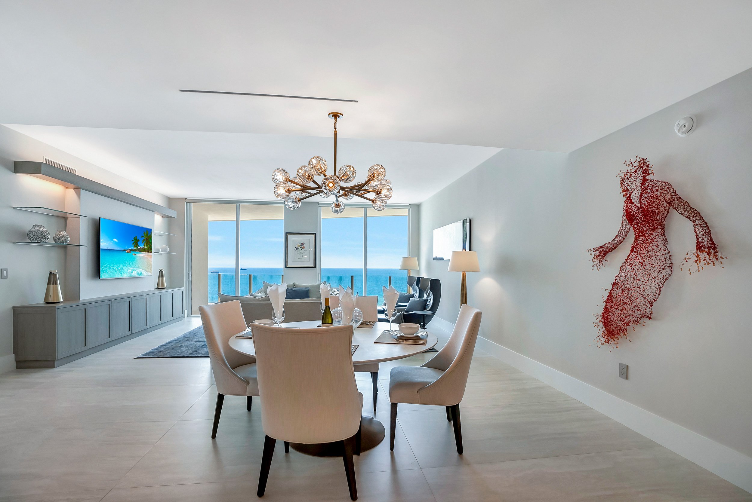 Oceanfront Dining &amp; Living Area | Fort Lauderdale Luxury Condo