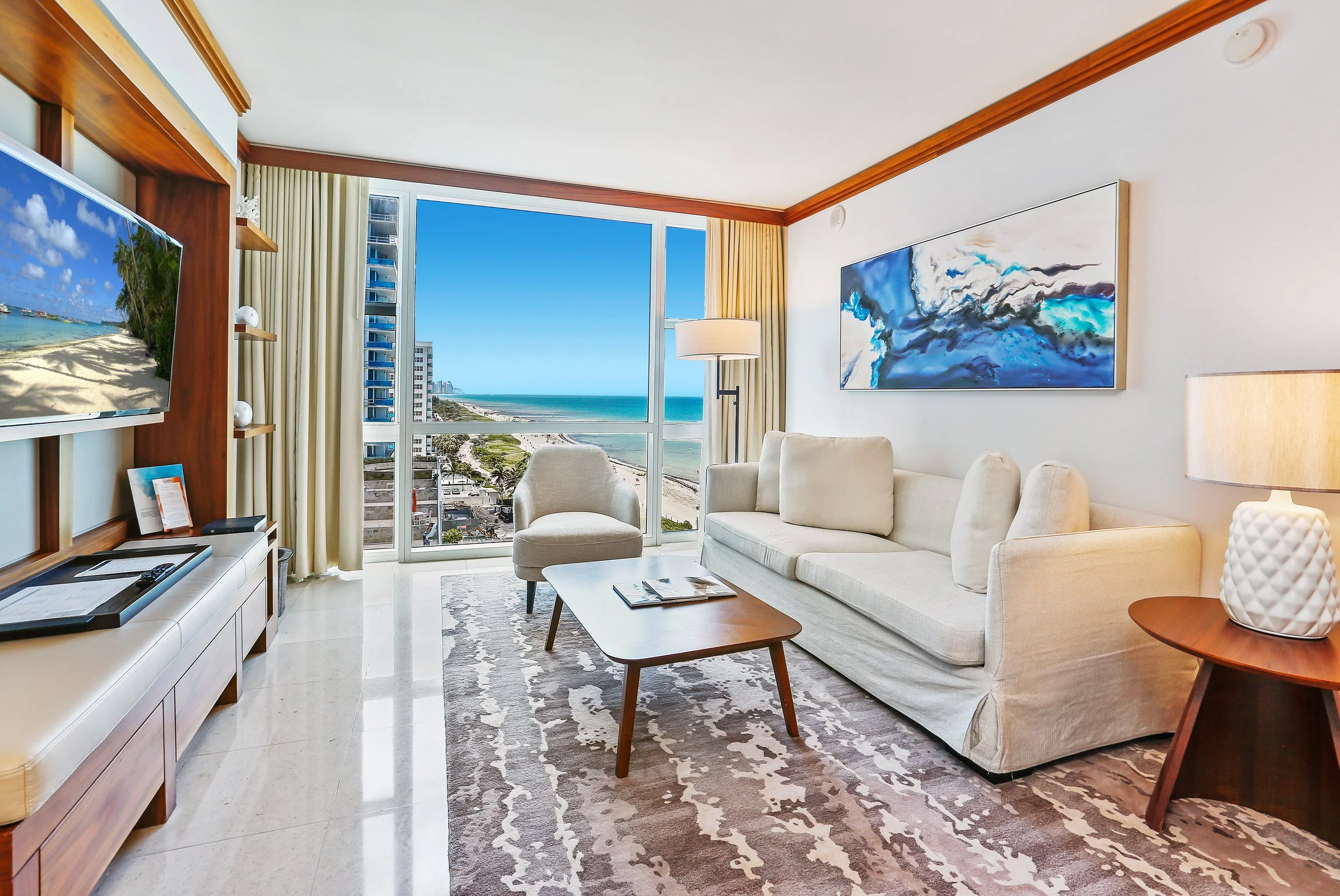 Miami Beach Oceanfront Condo Living Room