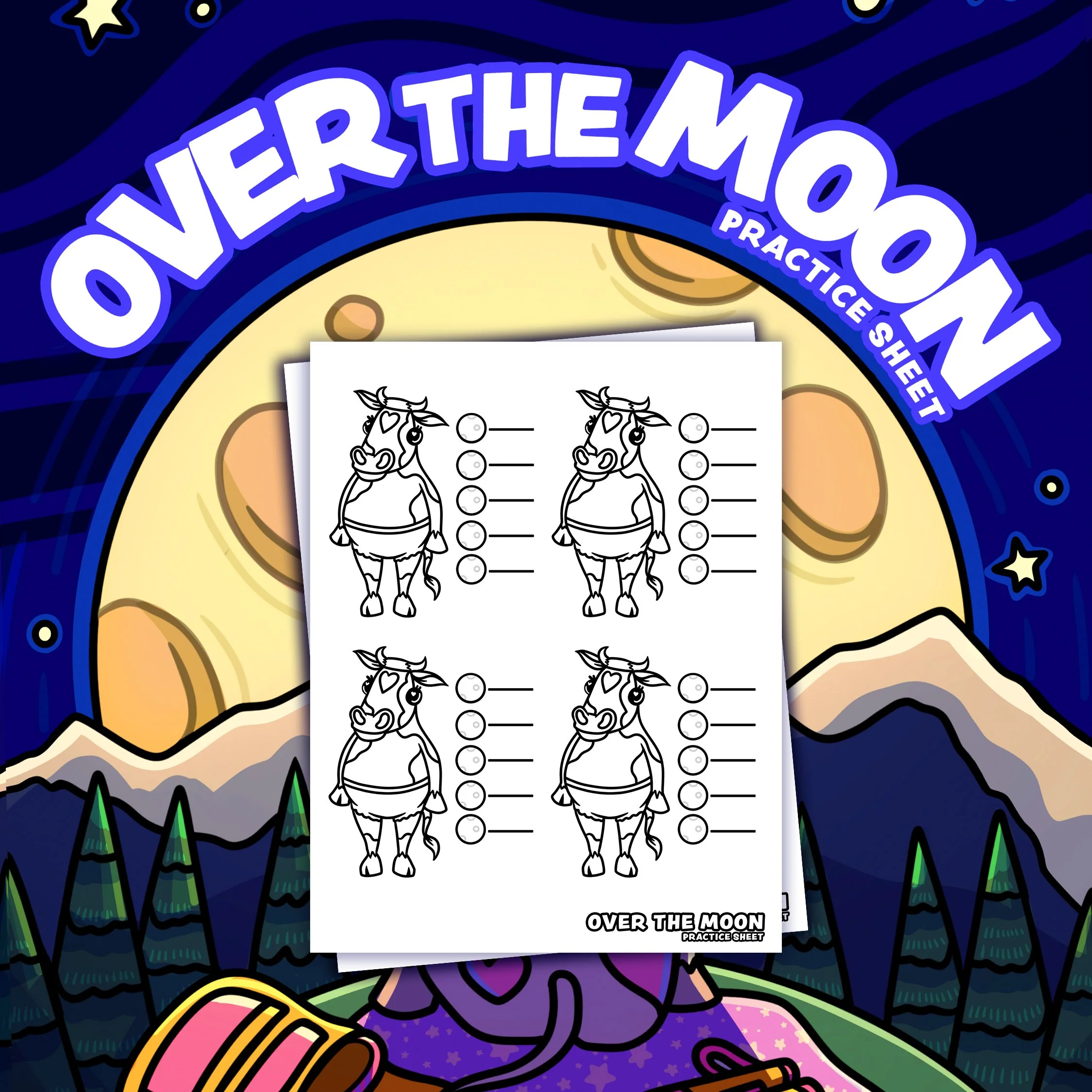 Over the Moon Practice Sheet Freebie
