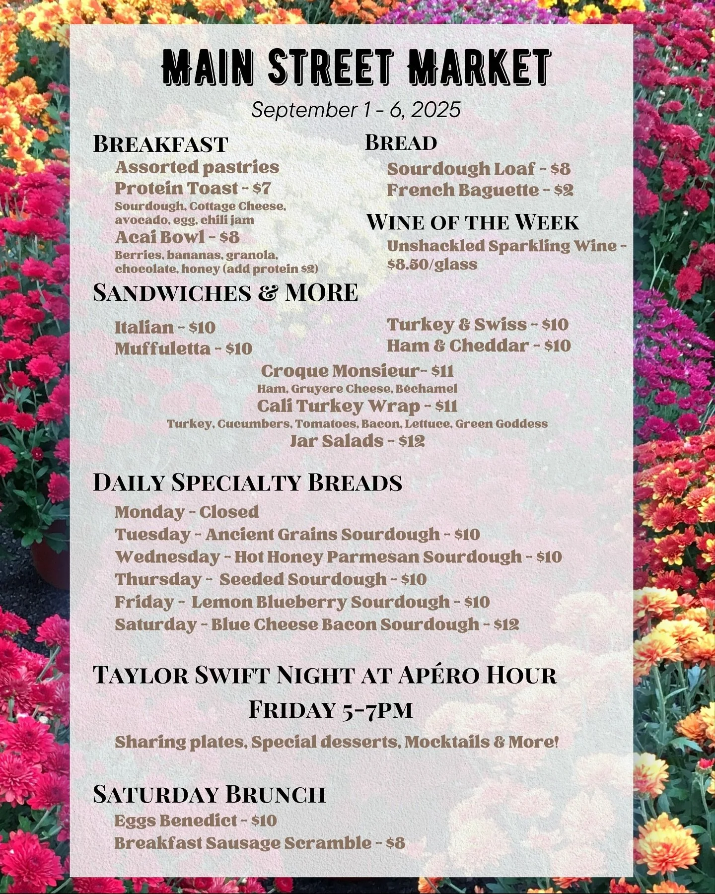 September?!? Not sure how this happened but we&rsquo;ll just roll with it! Closed Thursday evening for a private event but we&rsquo;re excited for Friday&rsquo;s Taylor Swift night! ✨ 💕