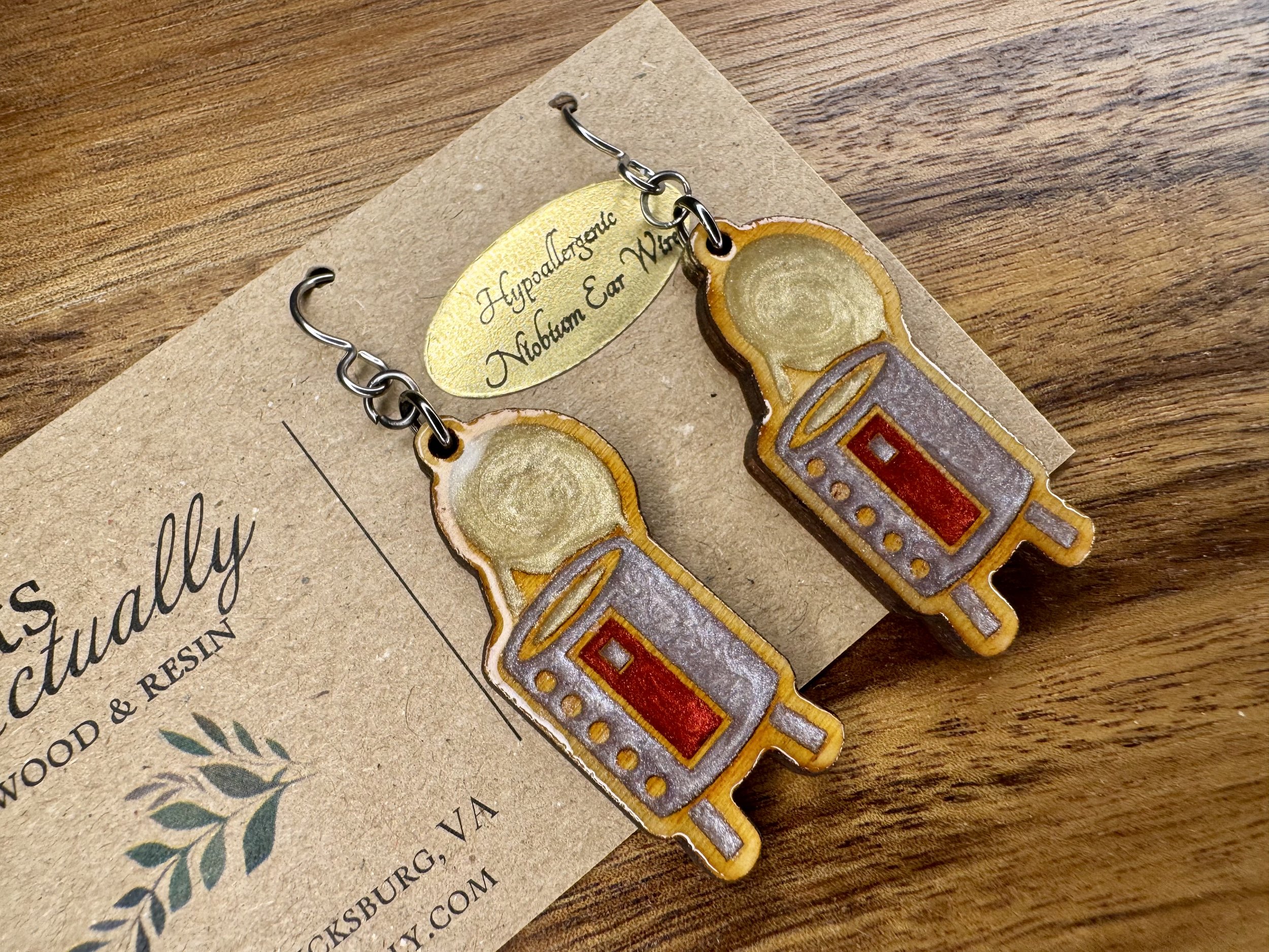 Pottery Kiln: Wood and Resin Earrings