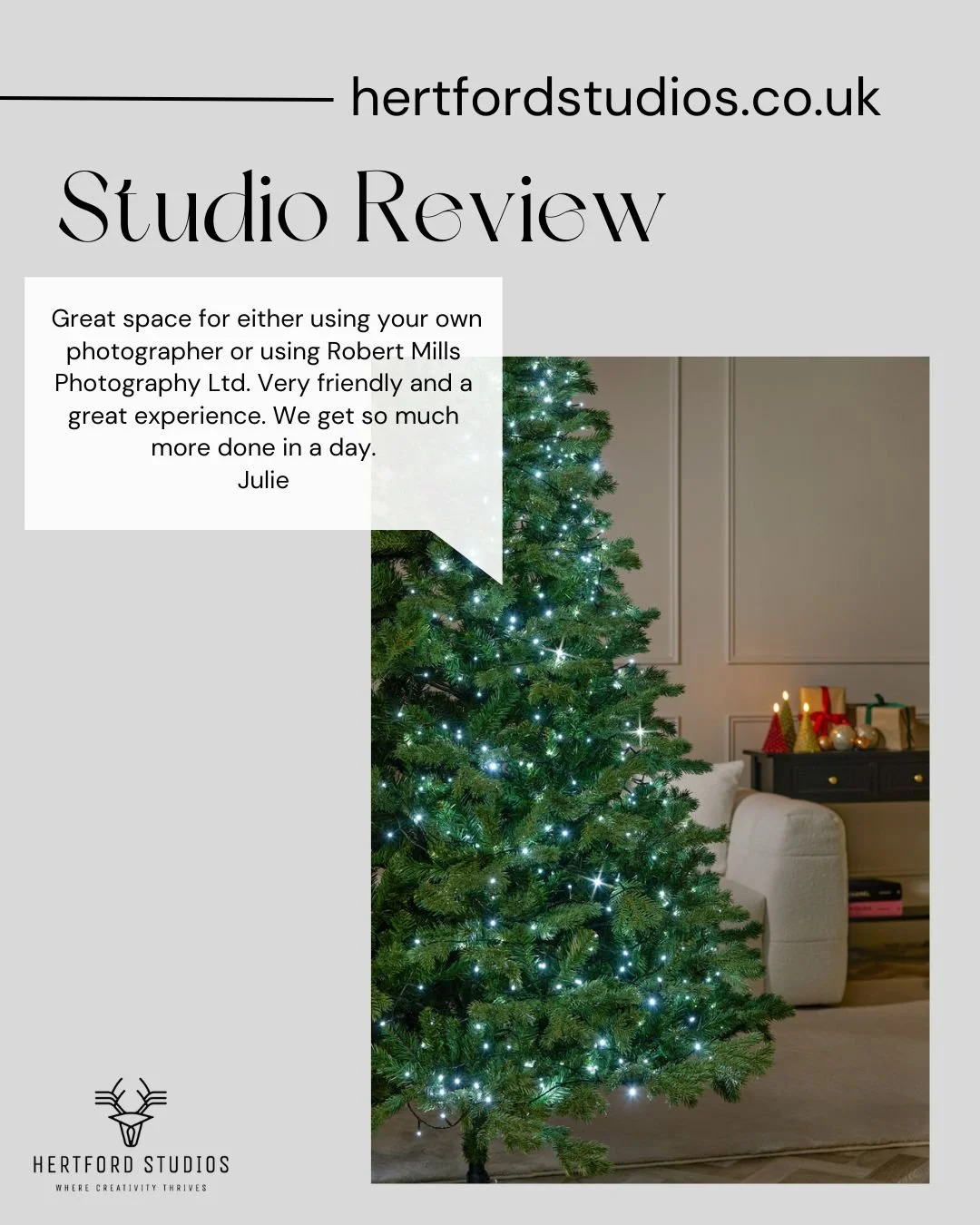 Don’t just take our word for it — here’s what our recent client thought about their experience at Hertford Studios
Come and see what’s possible — we’d love to show you around!
#HertfordStudios #PhotographyStudio