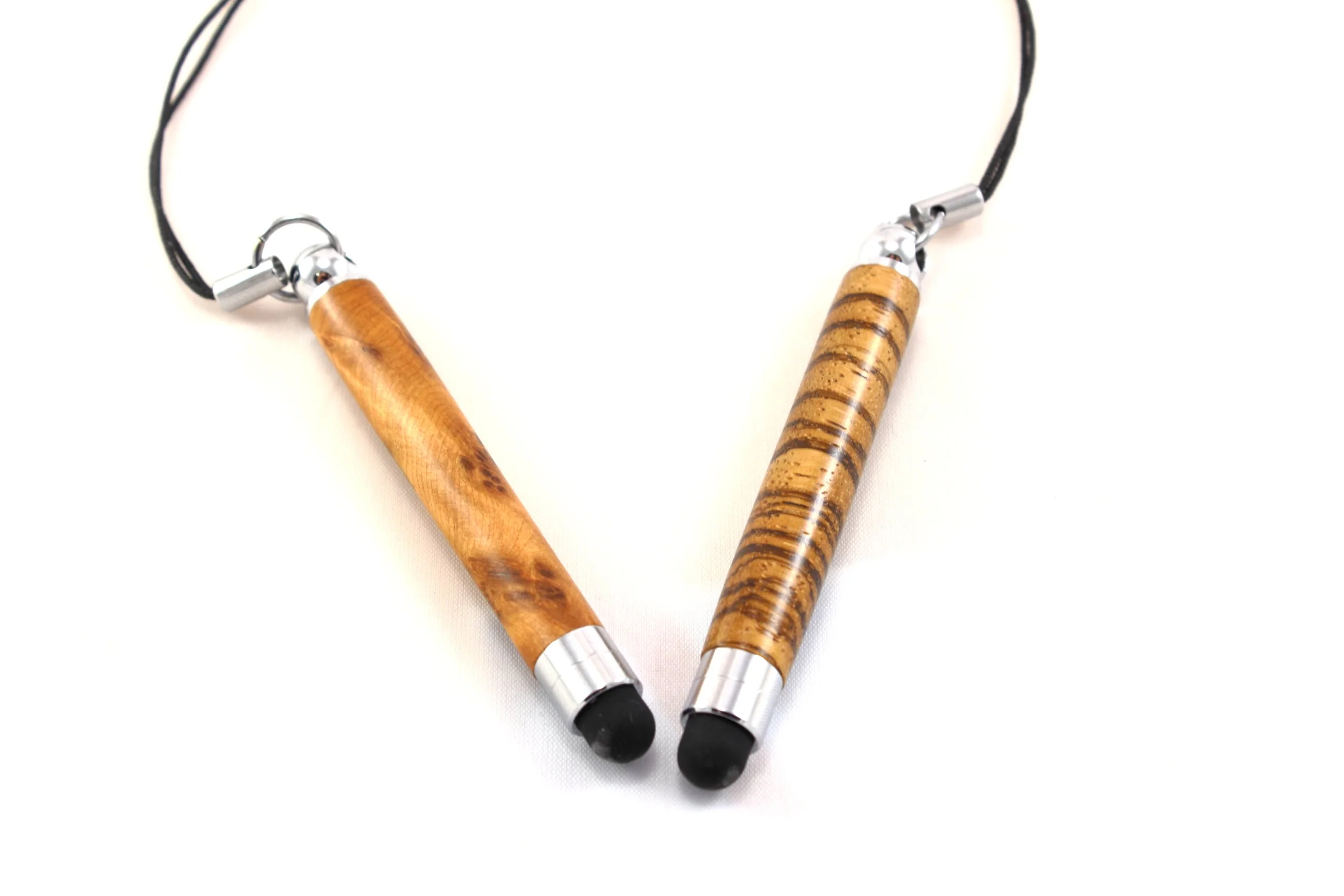 Touch Pen klein aus Thujamaser und Zebrano, Hirnholz