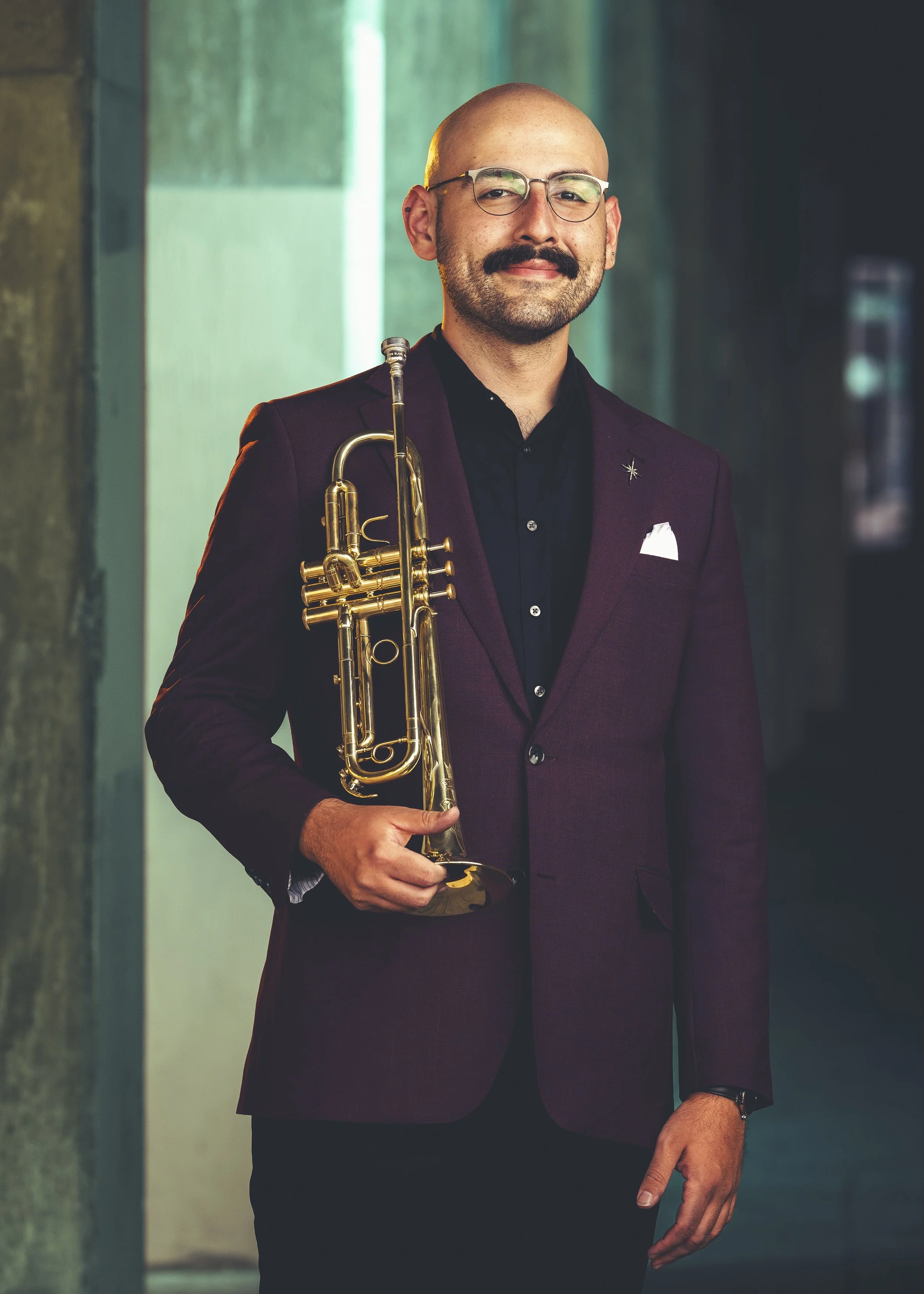 John Pirillo from Zephyr Brass Collective with a BAC Music Paseo Trumpet 