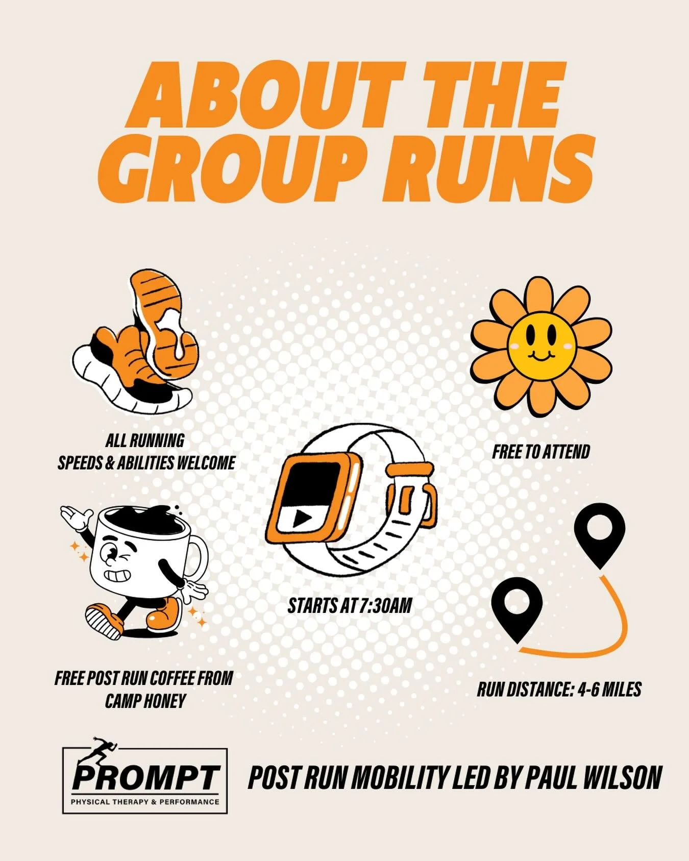 We are ONE week away from our first group run- Run. Mobility. Coffee! Don&rsquo;t forget to mark your calendars for Feb 1st, bundle up, and bring a friend! Can&rsquo;t wait to see you at PROMPT at 7:30 am next week!