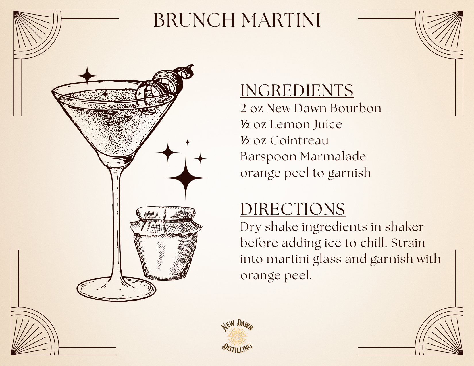 Brunch Martini marmalade whiskey sour printable recipe card