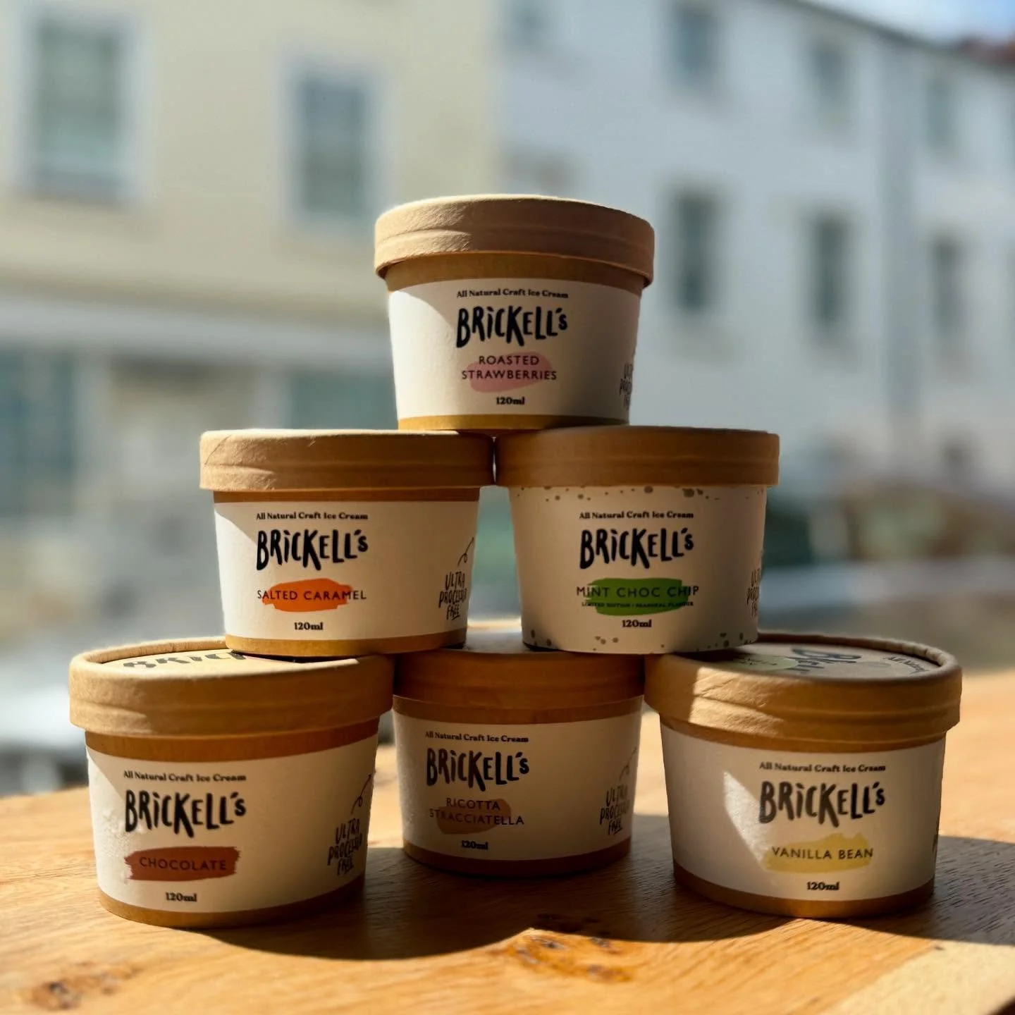 *NEW* in long black&hellip;

Born in the heart of Somerset, @brickellsicecream is made in small batches with just a few pure, natural ingredients!! 

No additives. 
No shortcuts. 

From their seasonal home grown Mint Choc Chip OR Roasted Strawberries
