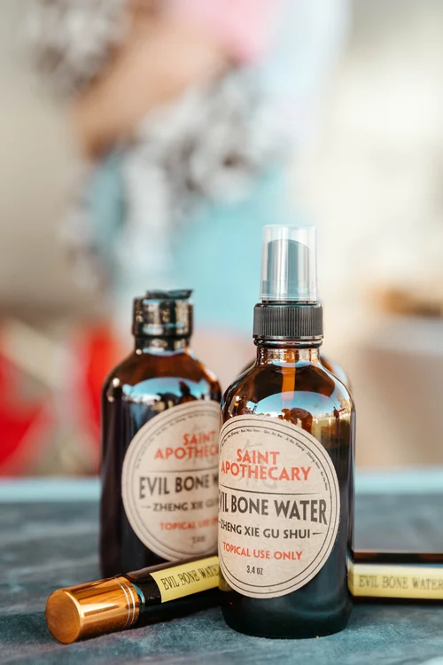 Evil Bone Water topical spray sold at the clinic