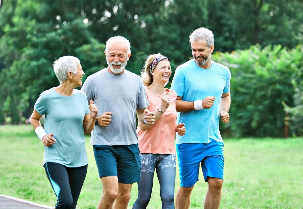 older adults running outside